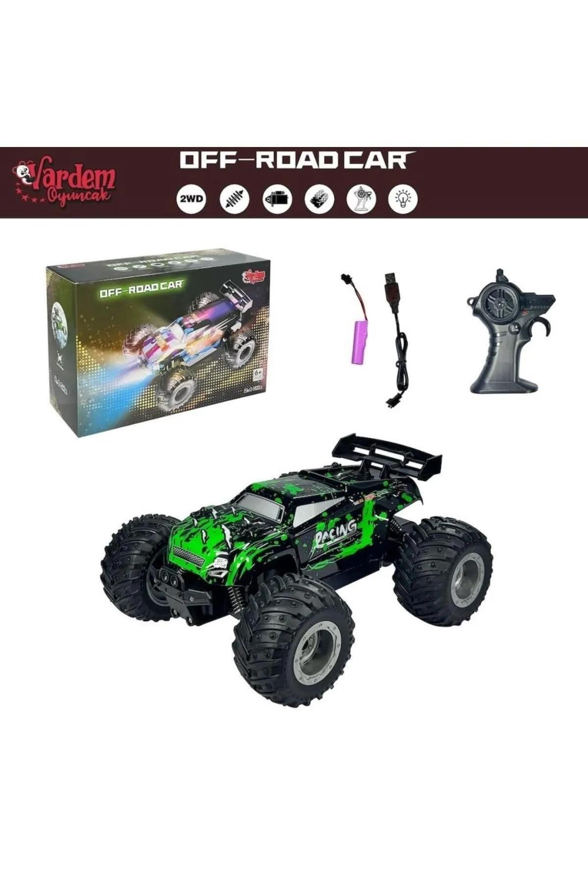 Vardem Uzaktan Kumandalı Full Fonksiyon 2.4G 1:18 Şarjlı High Off Road Araba 1258A Yeşil