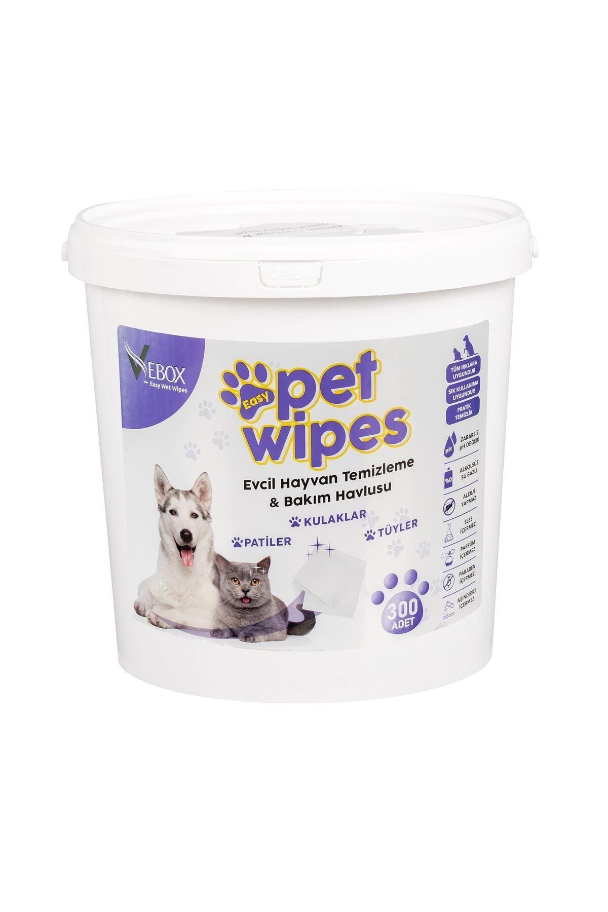 VEBOX PET WİPES KOVA TEMİZLİK HAVLUSU 300 AD EVCİL HAYVAN