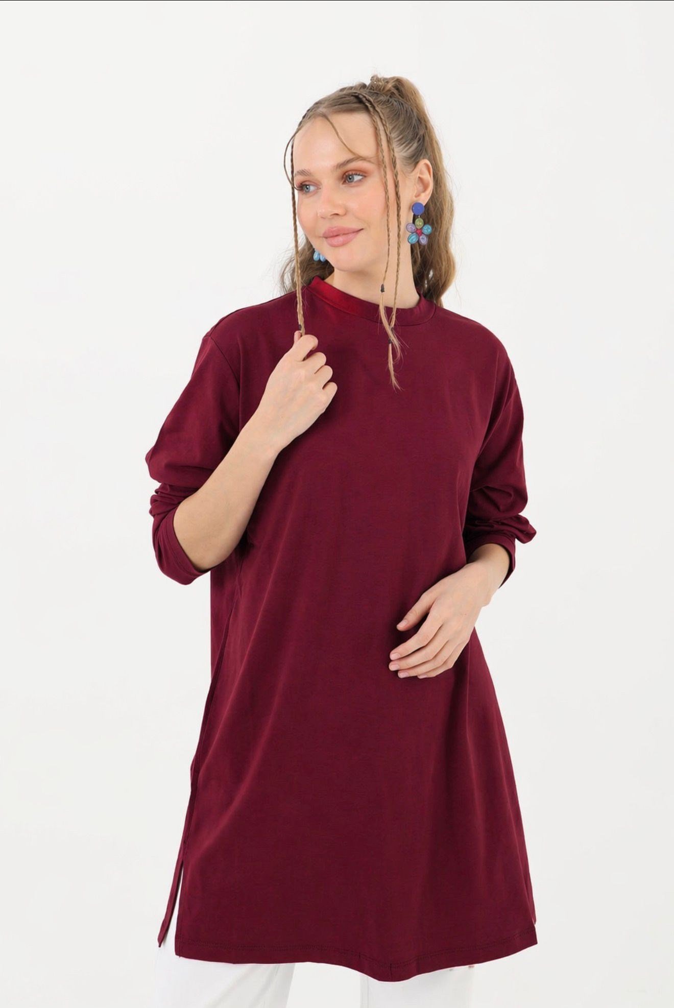 Soul 30726 Uzun Kollu İçlik Tunik Bordo