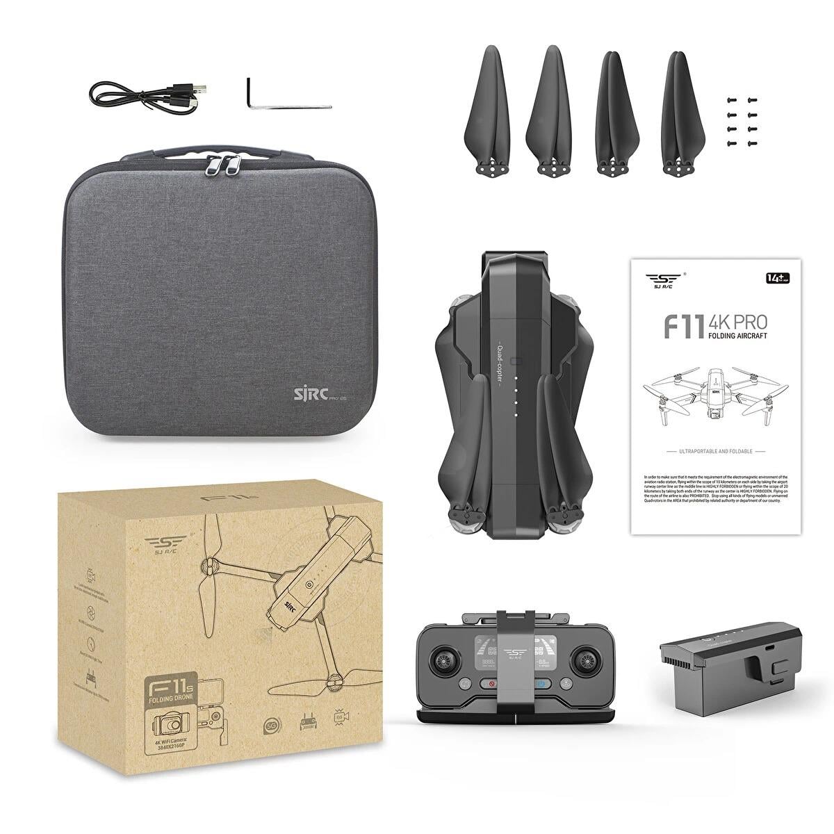 SJRC F11 Pro 4K Kameralı Drone Seti - 1.5 KM Menzil - 26 Dakika Uçuş Süresi + Çanta + EIS Stabilizasyon Gimbal