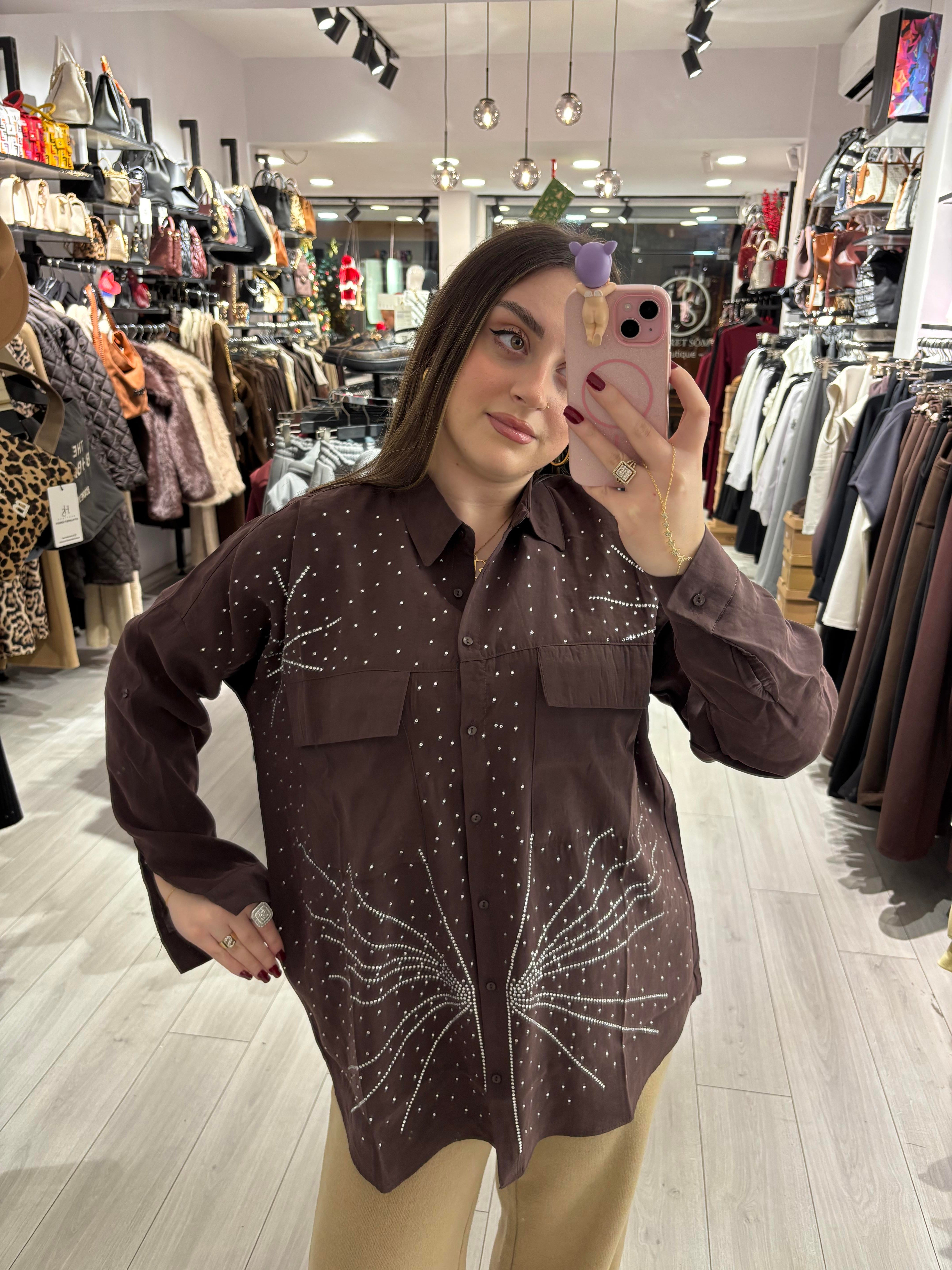 Taş detay Oversize gömlek