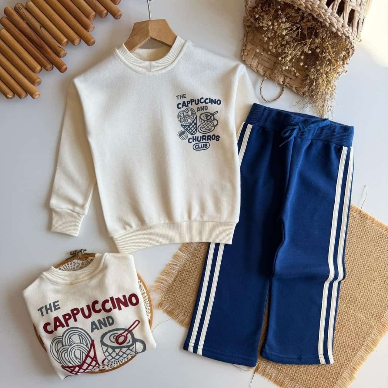 3 iplik %100 pamuk unisex CAPPUCCINO takım