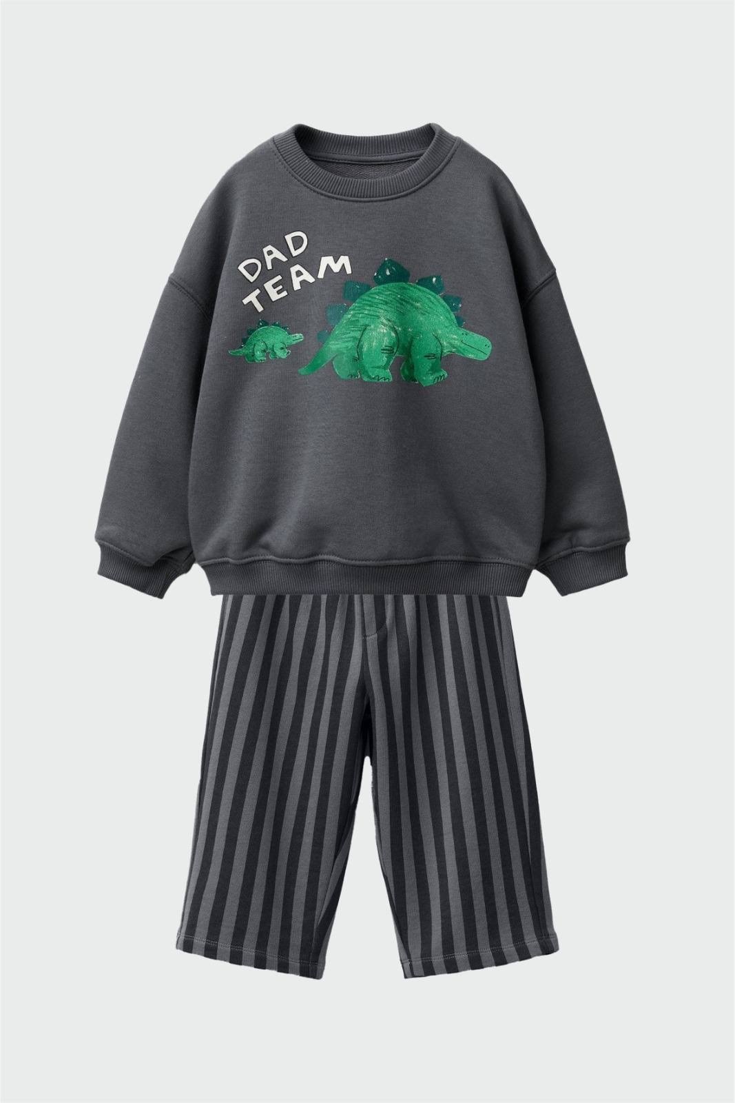 3 iplik erkek çocuk %100 pamuk dad team dinazorlu takım