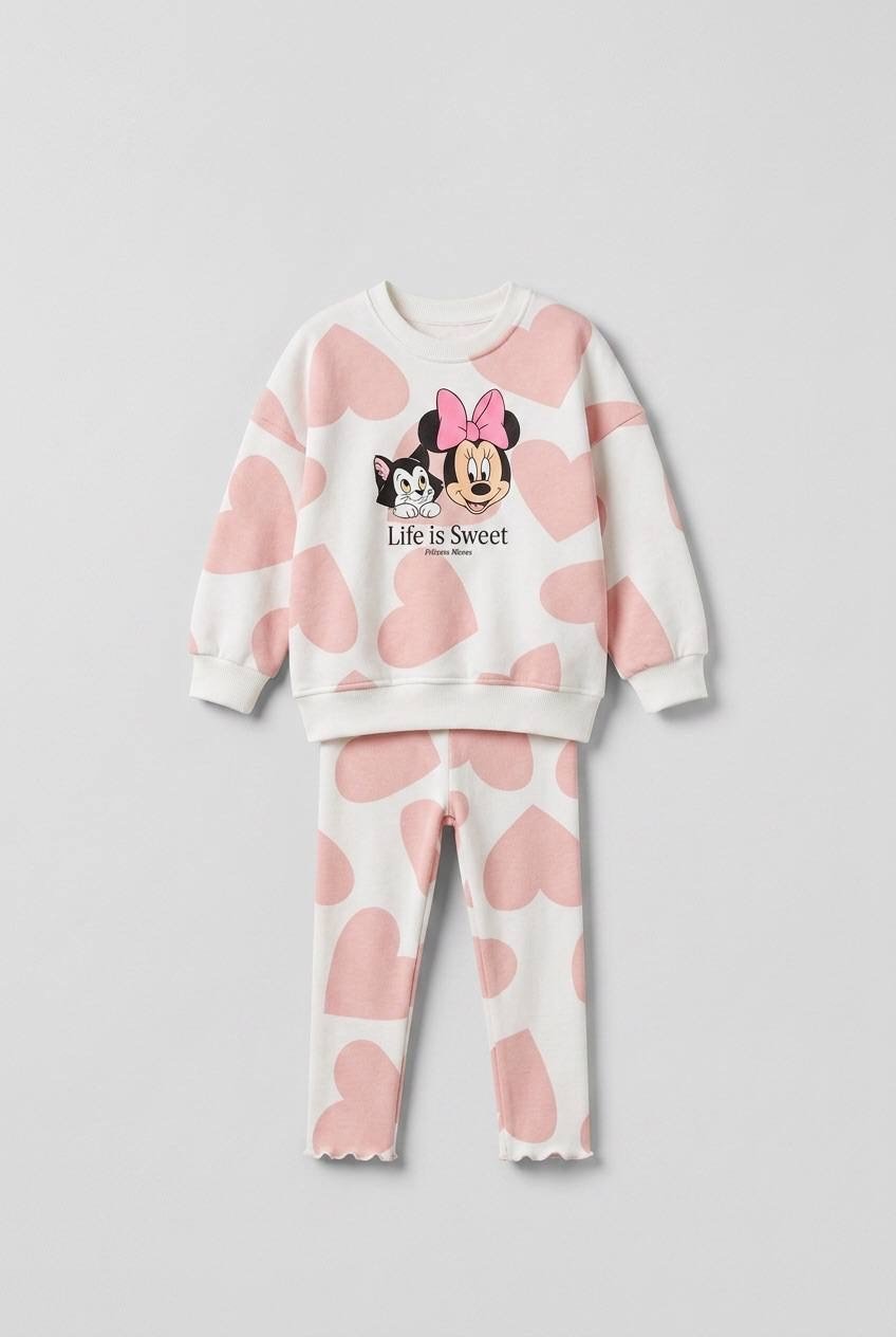 3 iplik kız çocuk %98 pamuk taytlı MINNIE takım