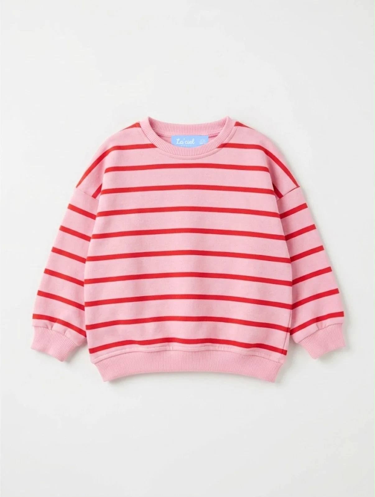 3 iplik Laciel kız çocuk çizgili sweatshirt