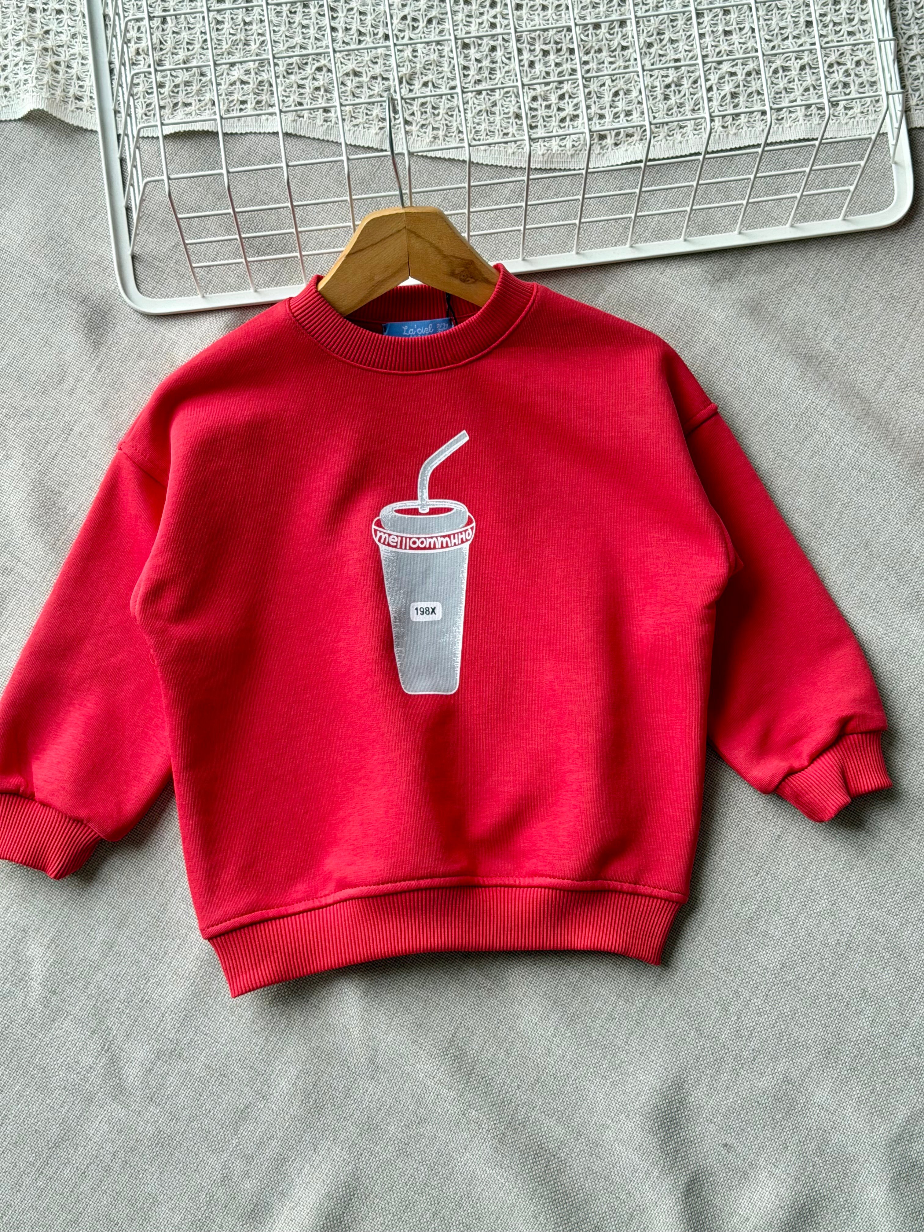 3 iplik Laciel kız çocuk kırmızı  sweatshirt