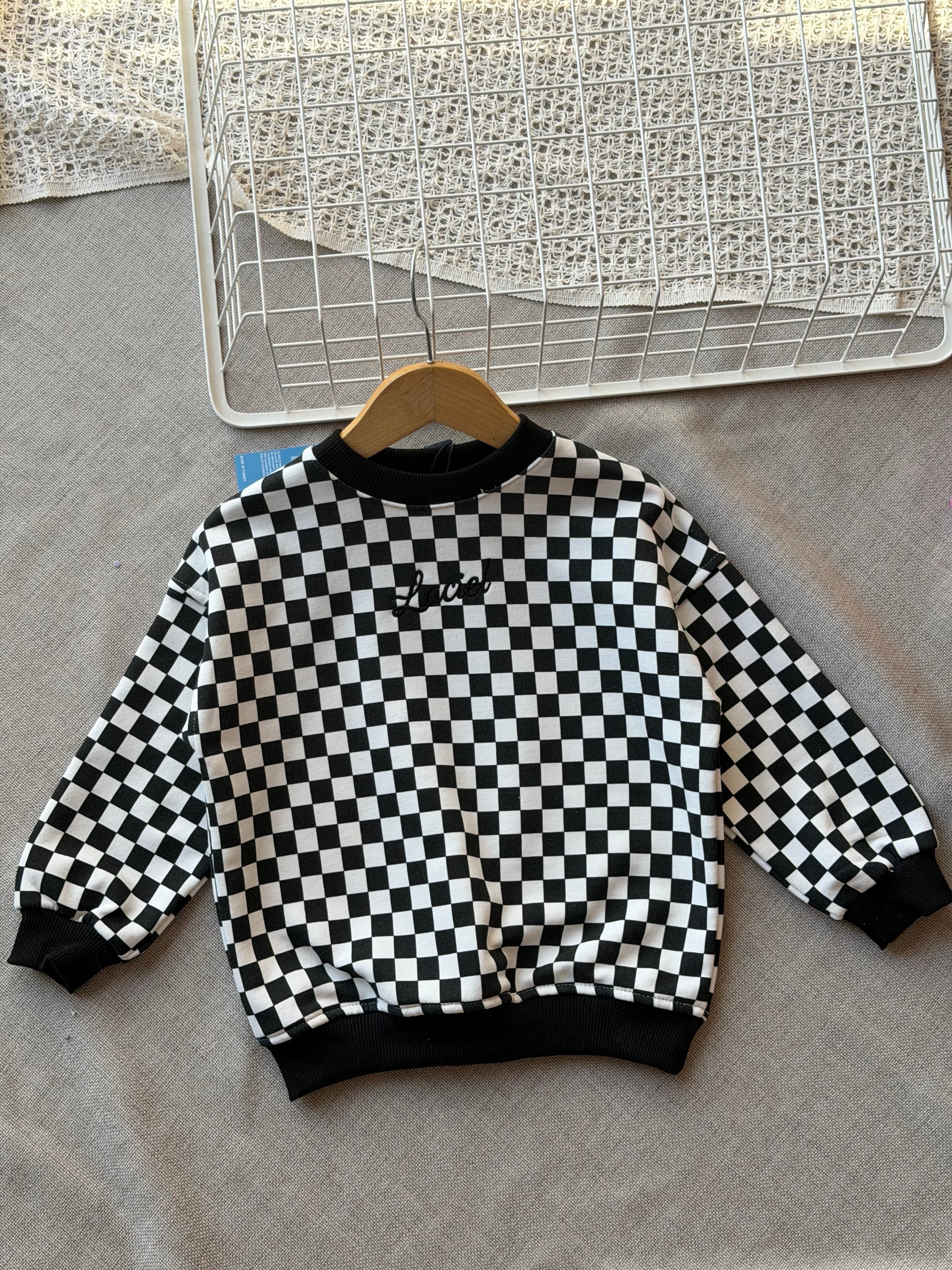 3 iplik Laciel unisex damalı  sweatshirt