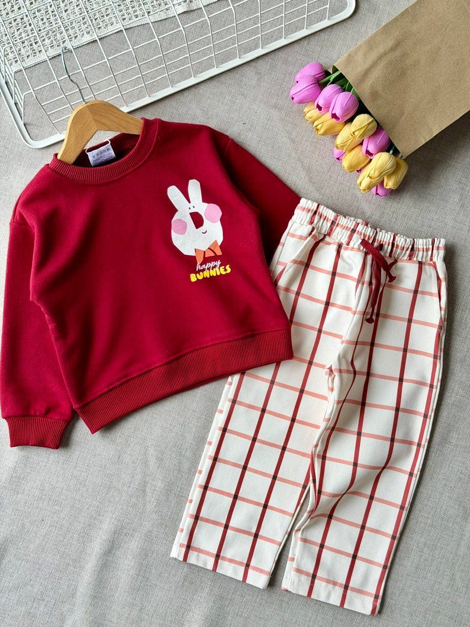 3iplik kız çocuk happy bunnies takım