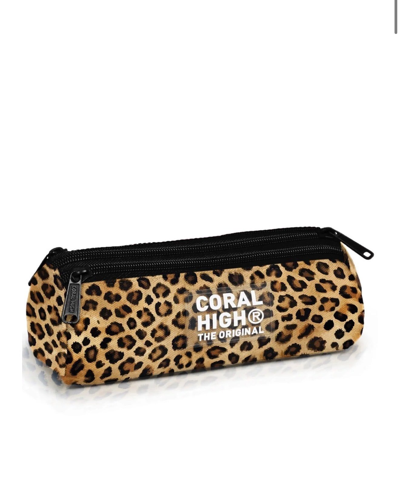 Coral High Kids Kahverengi Leopar Desenli Üç Bölmeli Kalem Çantası 11181