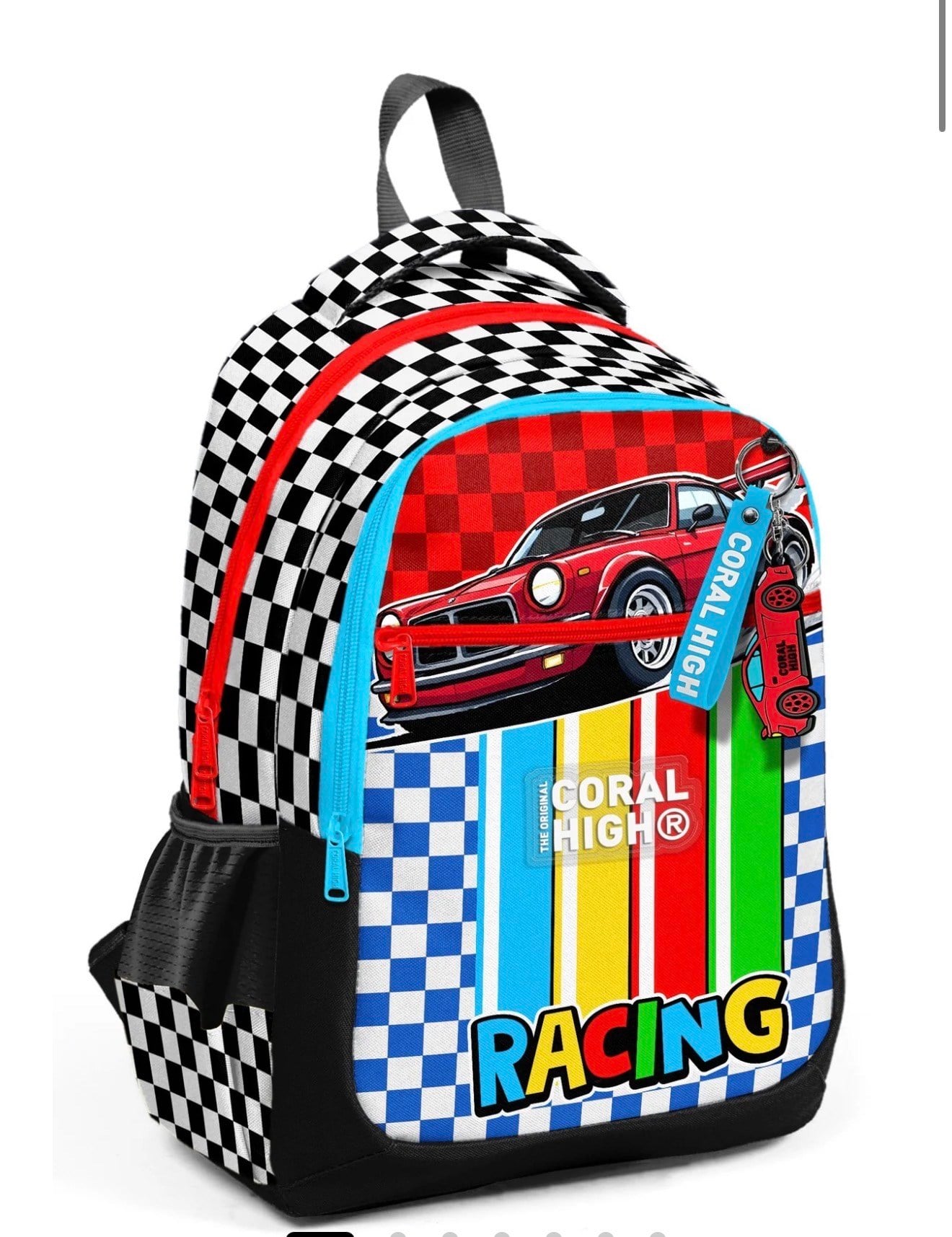 Coral High Kids Kırmızı Araba Desenli Üç Bölmeli Okul Sırt Çantası 33257