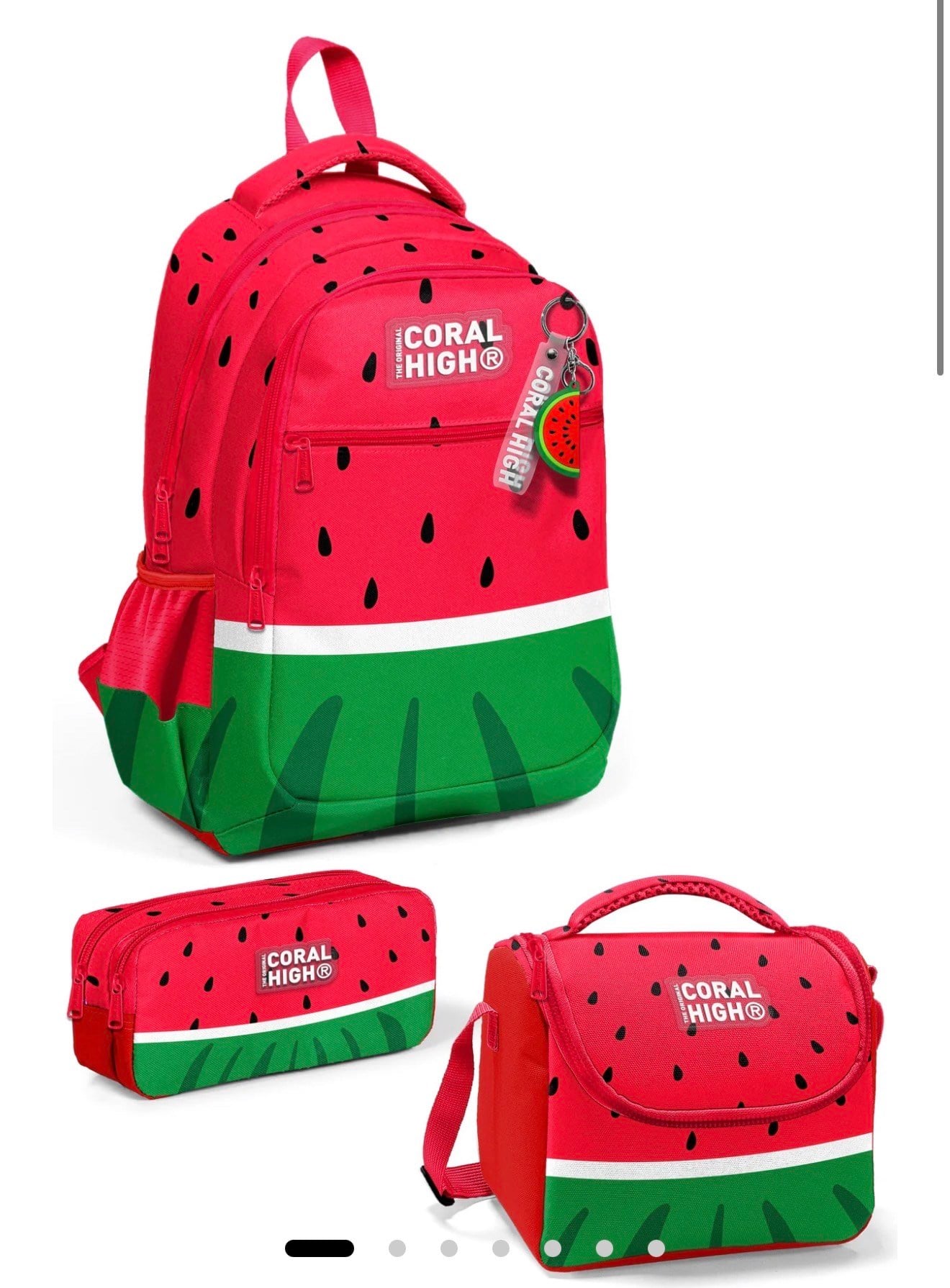 Coral High Kids Kırmızı Yeşil Karpuz Desenli 3 lü Okul Çanta Seti SET0114428