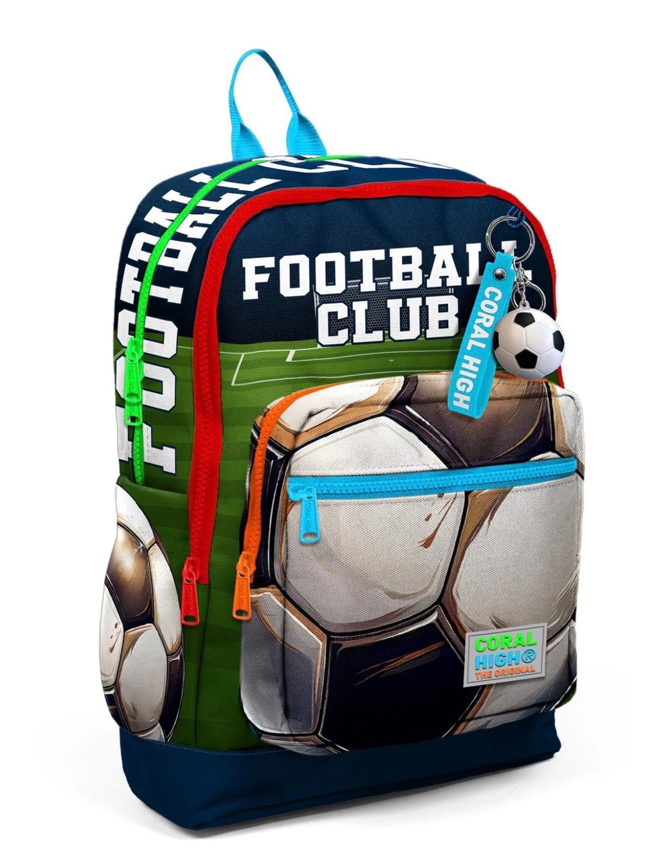 Coral High Kids Lacivert Futbol Desenli Dört Bölmeli Okul Sırt Çantası 23779