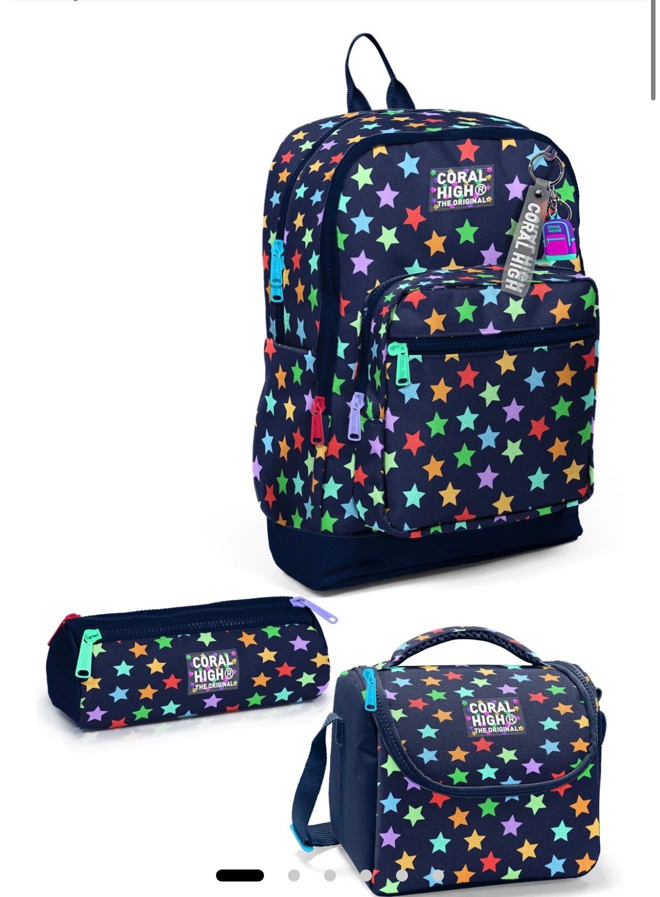 Coral High Kids Lacivert Renkli Yıldız Desenli 3'lü Okul Çanta Seti SET0133209