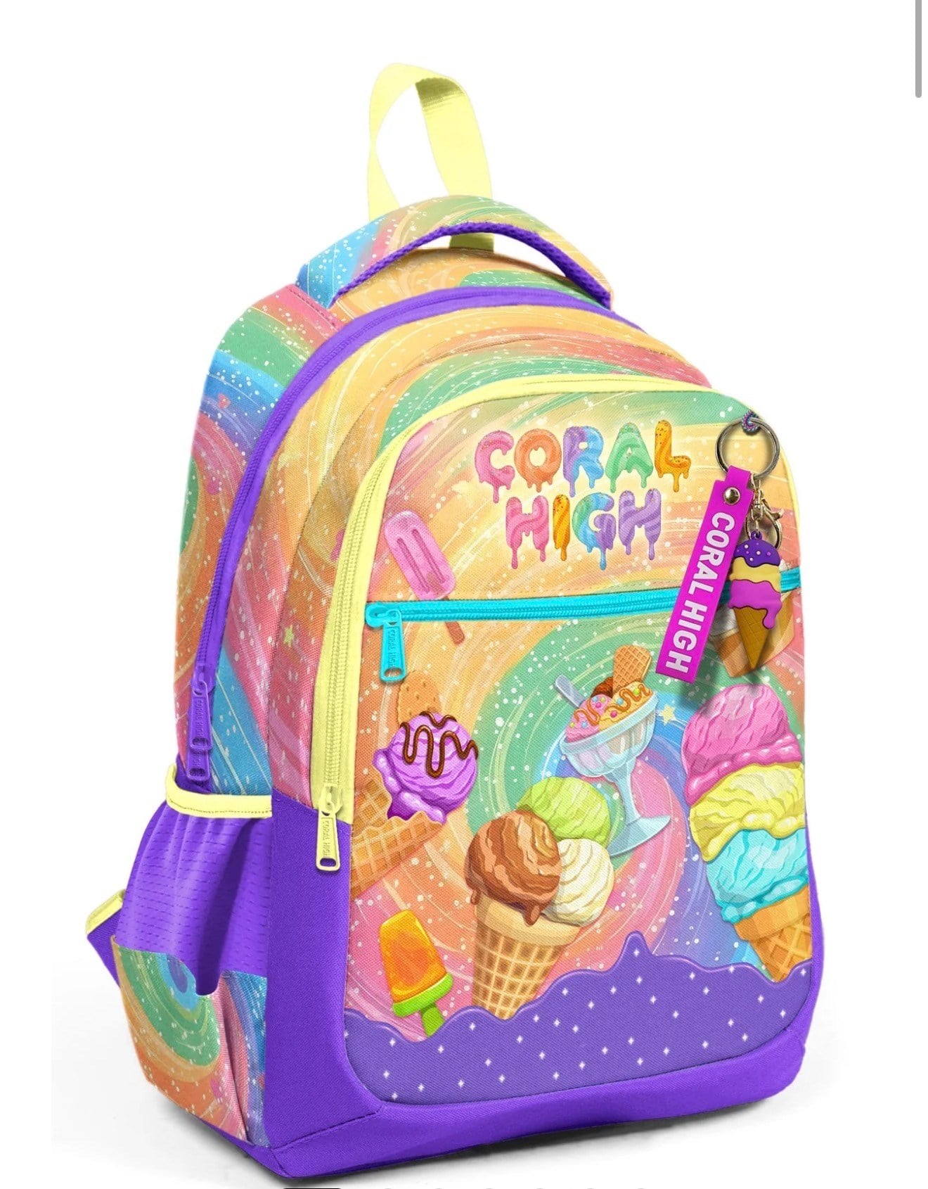 Coral High Kids Milka Dondurma Desenli Üç Bölmeli Okul Sırt Çantası 33254