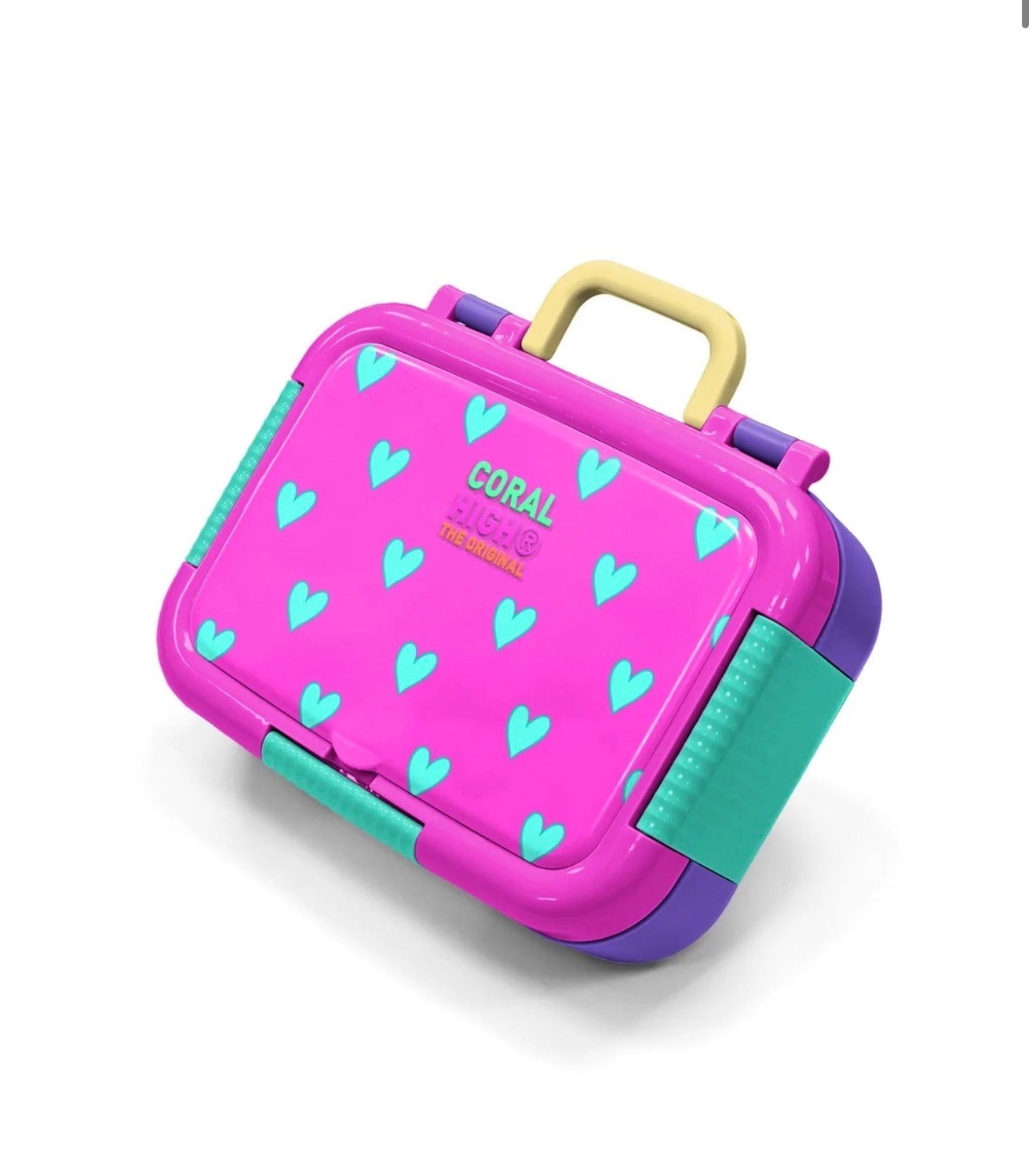 Coral High Kids Neon Pembe Su Yeşili Kalp Desenli Paslanmaz Çelik Beslenme Kabı 39212