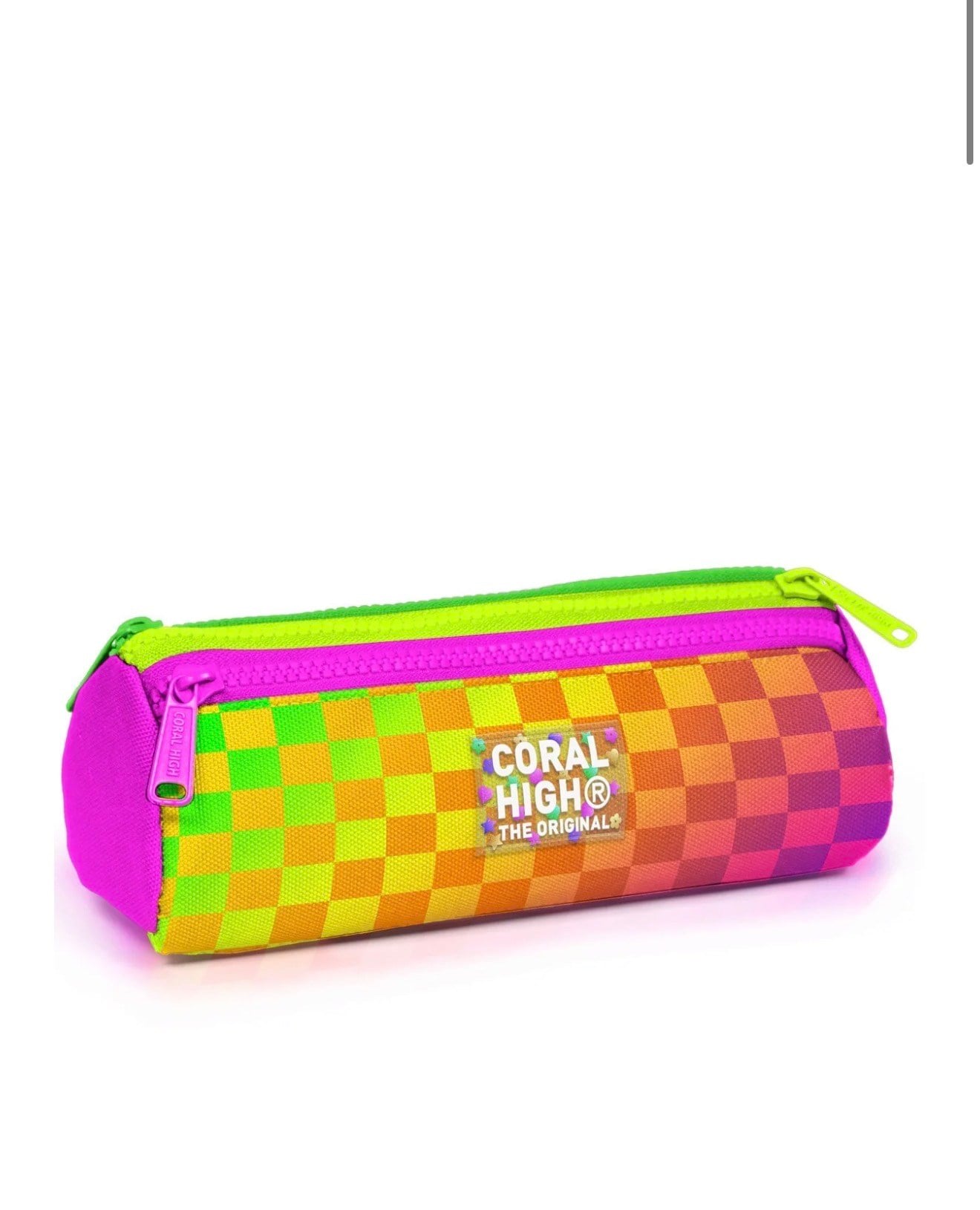 Coral High Kids Neon Renkli Dama Desenli Üç Bölmeli Kalem Çantası 31003