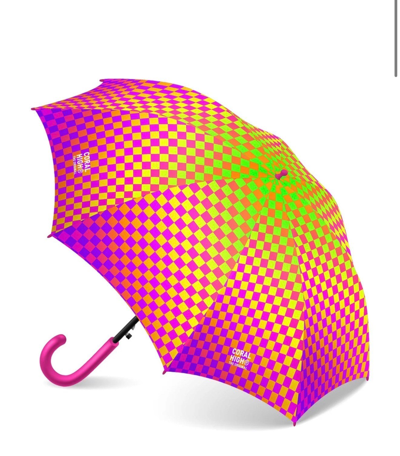 Coral High Kids Neon Renkli Dama Desenli Çocuk Şemsiyesi 36102