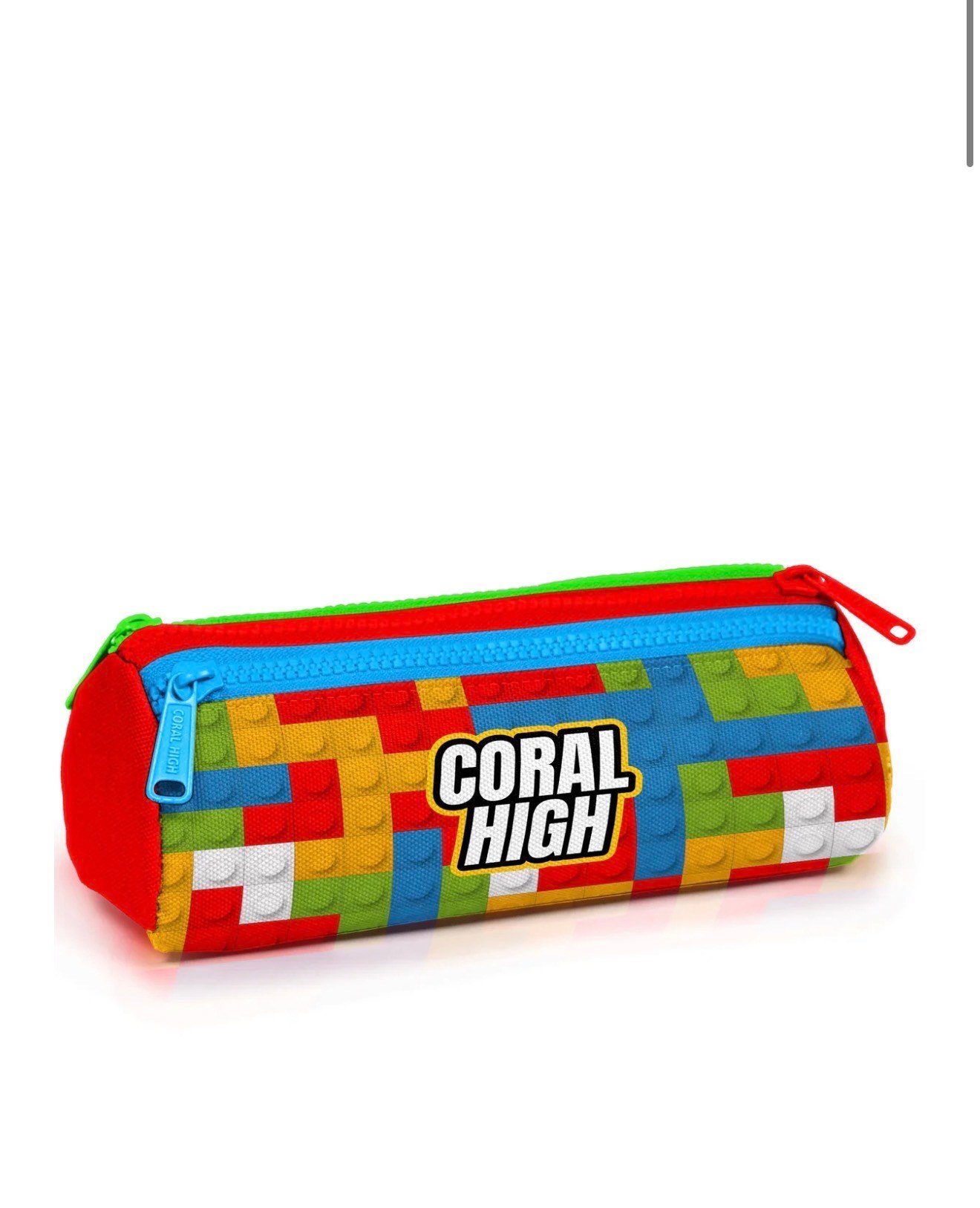 Coral High Kids Renkli Blok Desenli Üç Bölmeli Kalem Çantası 22091