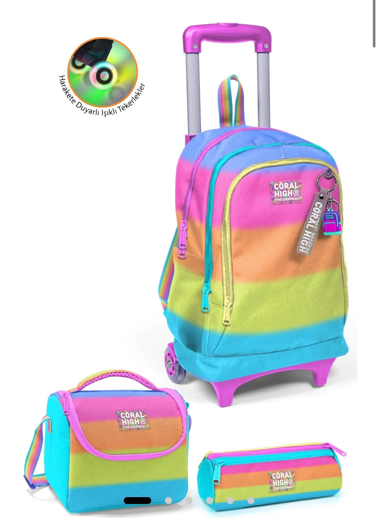 Coral High Kids Renkli Çizgili 3'lü Okul Çanta Seti SET0123970