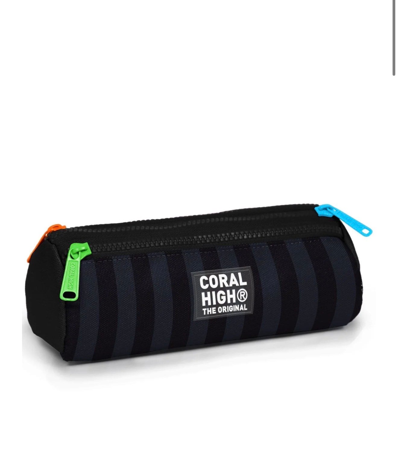 Coral High Kids Siyah Çizgili Üç Bölmeli Kalem Çantası 31018