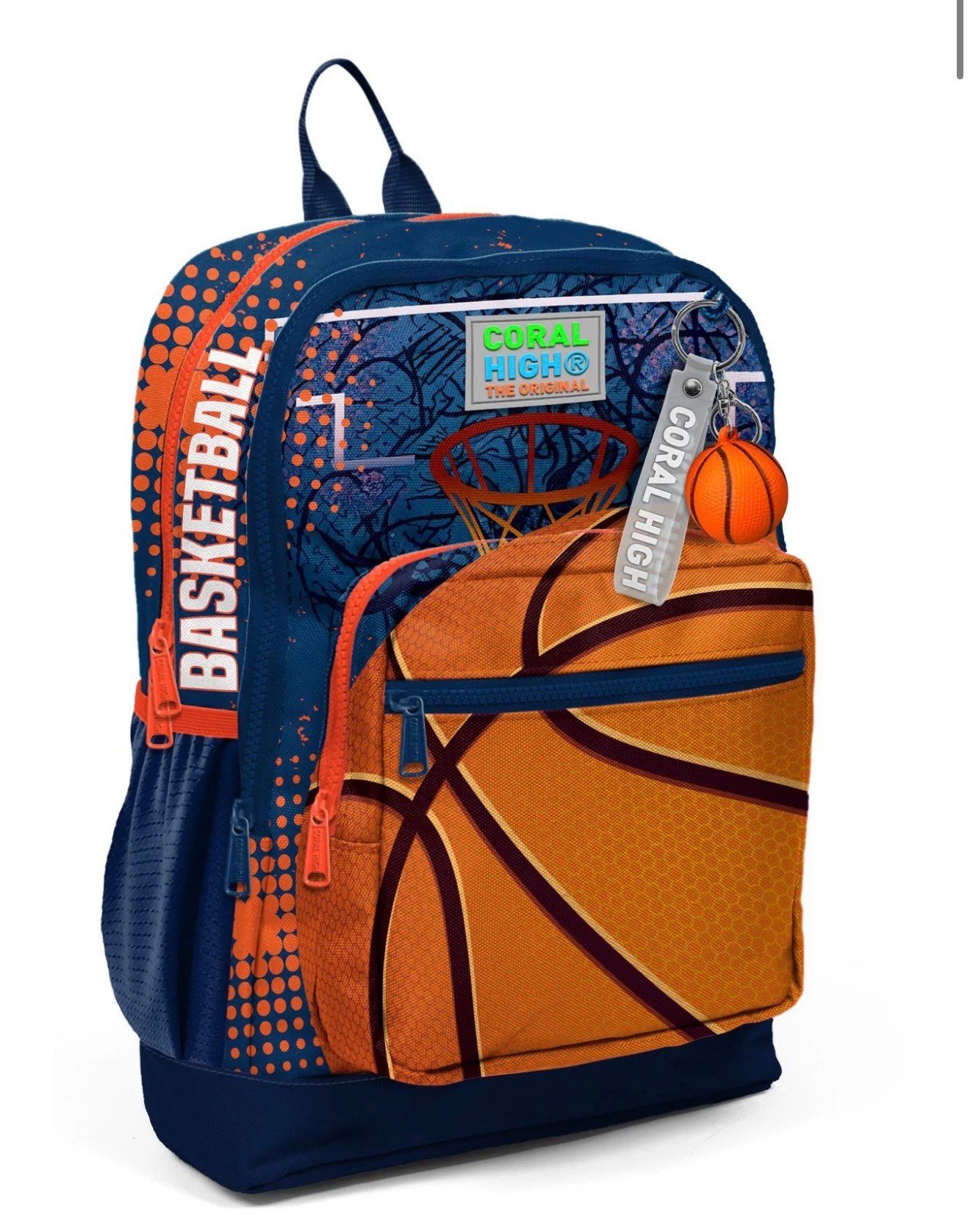Coral High Kids Turuncu Lacivert Basketbol Desenli Okul Sırt Çantası 23766