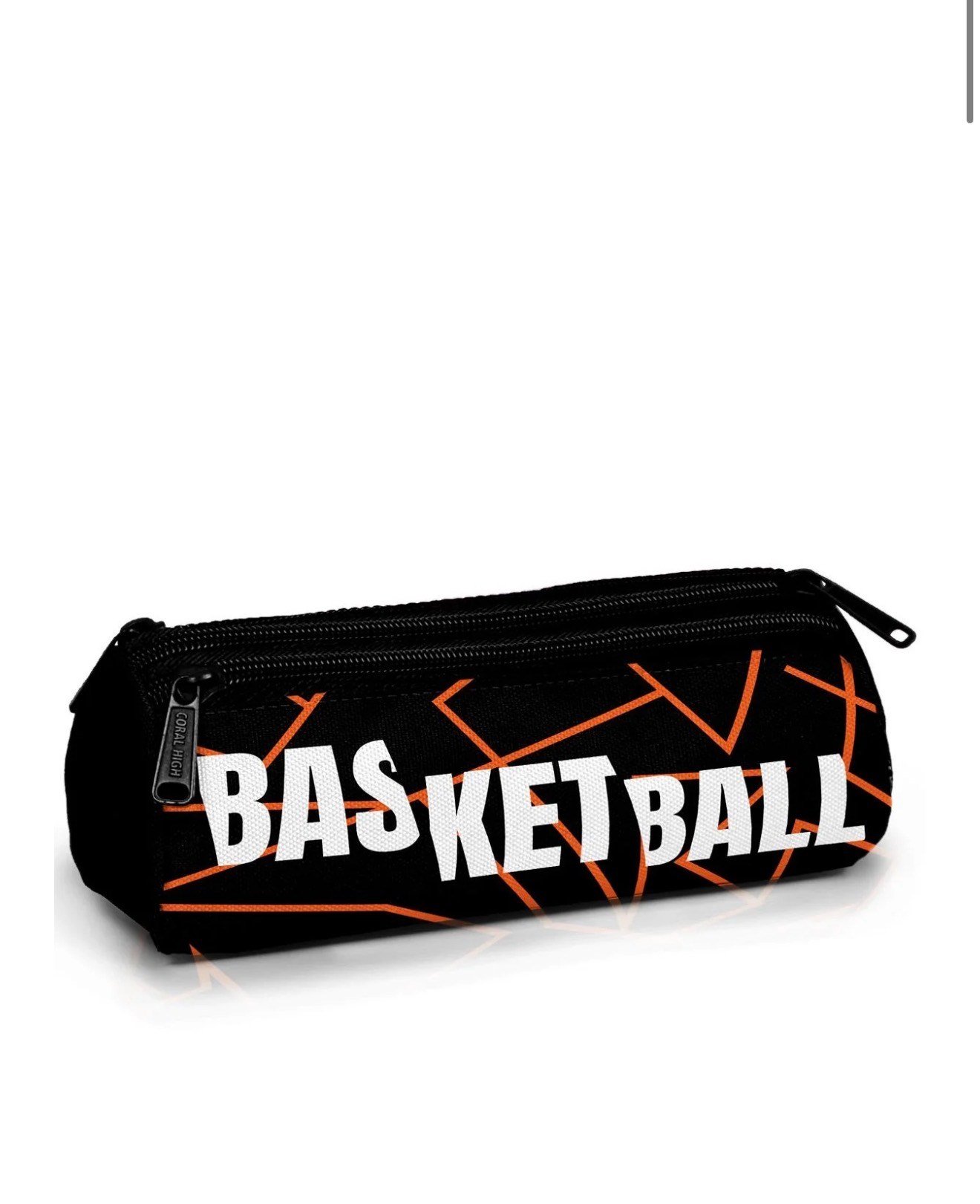 Coral High Kids Turuncu Siyah Basketbol Desenli Üç Bölmeli Kalem Çantası 11166
