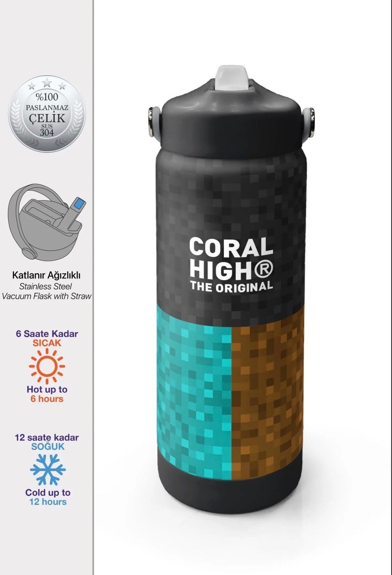 Coral High paslanmaz çelik-katlanır ağızlıklı Termos(650 ML) 38316
