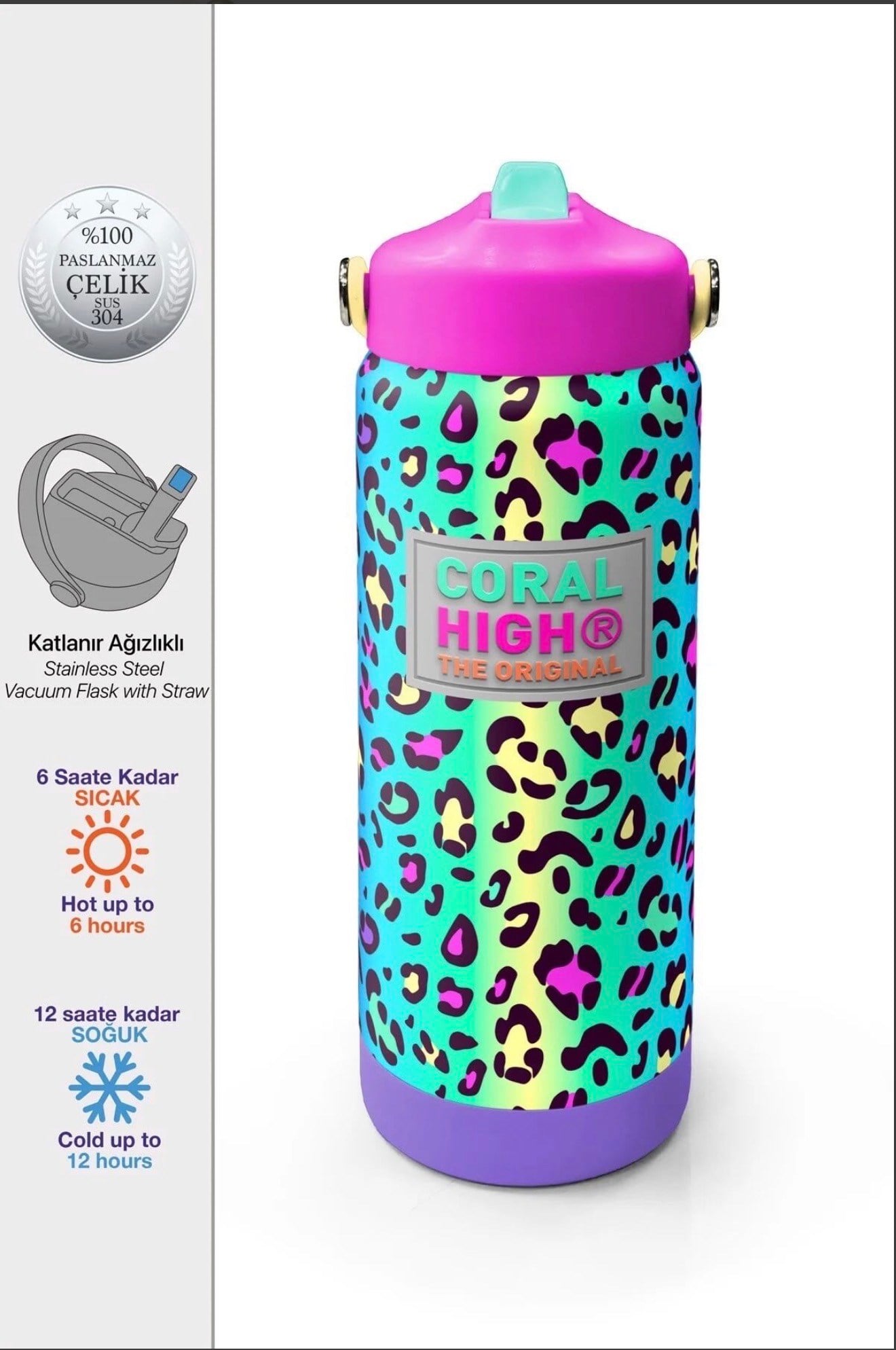 Coral High paslanmaz çelik-katlanır ağızlıklı Termos(650 ML) 38380