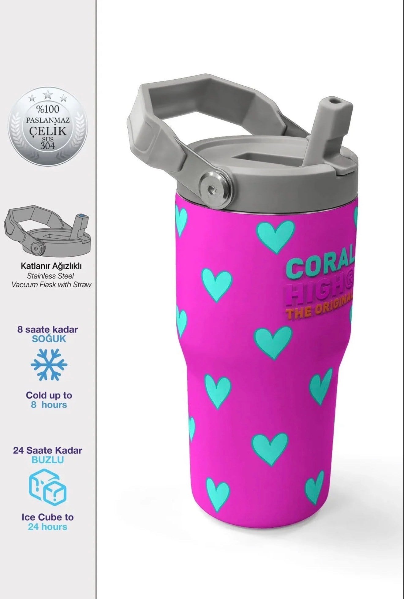 Coral High paslanmaz çelik-katlanır ağızlıklı Termos(6500 ML) 38908