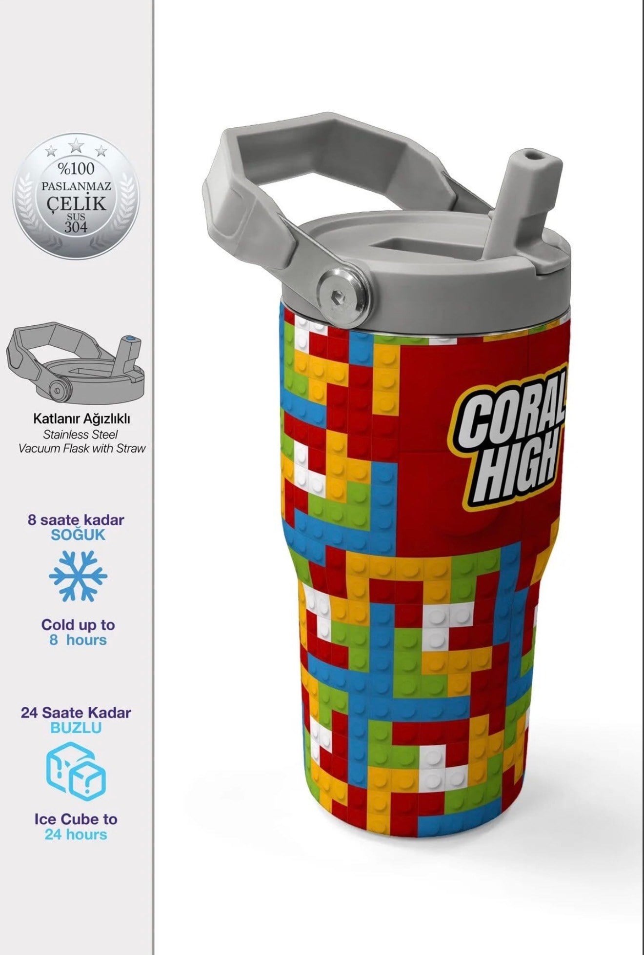 Coral High paslanmaz çelik-katlanır ağızlıklı Termos(600 ML) 38917