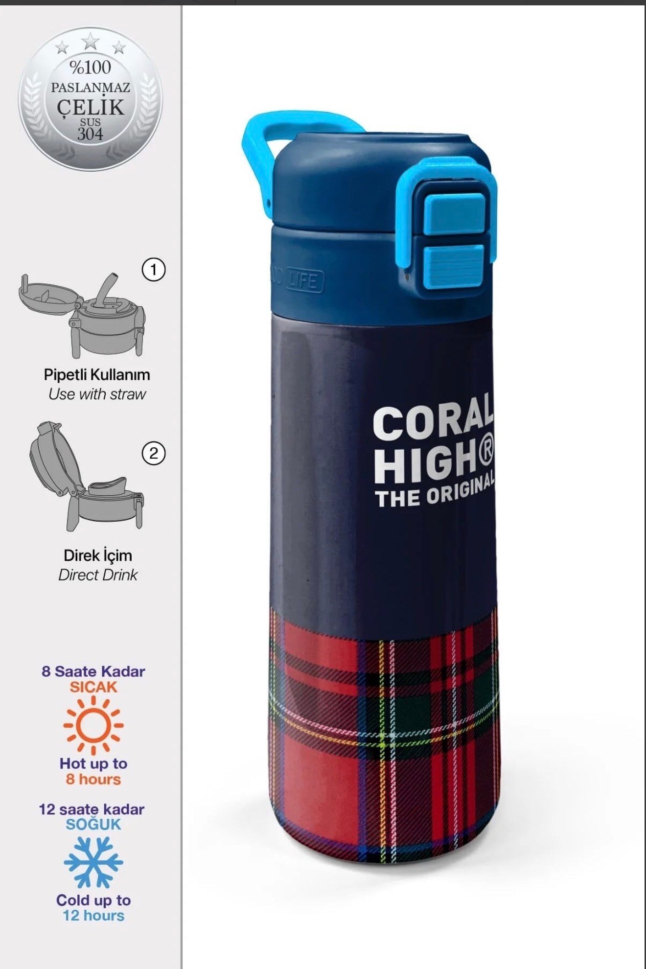 Coral High paslanmaz çelik-katlanır ağızlıklı Termos(500 ml) 38107