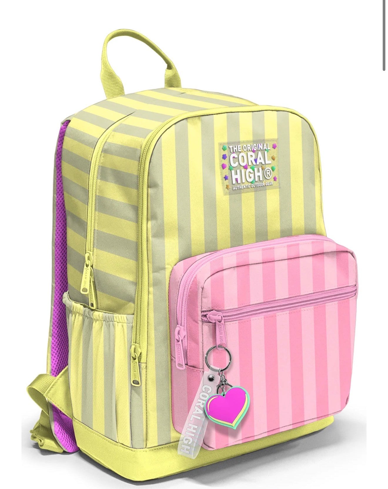 Coral High Pembe Sarı Çizgi Desenli Okul Sırt Çantası 33223