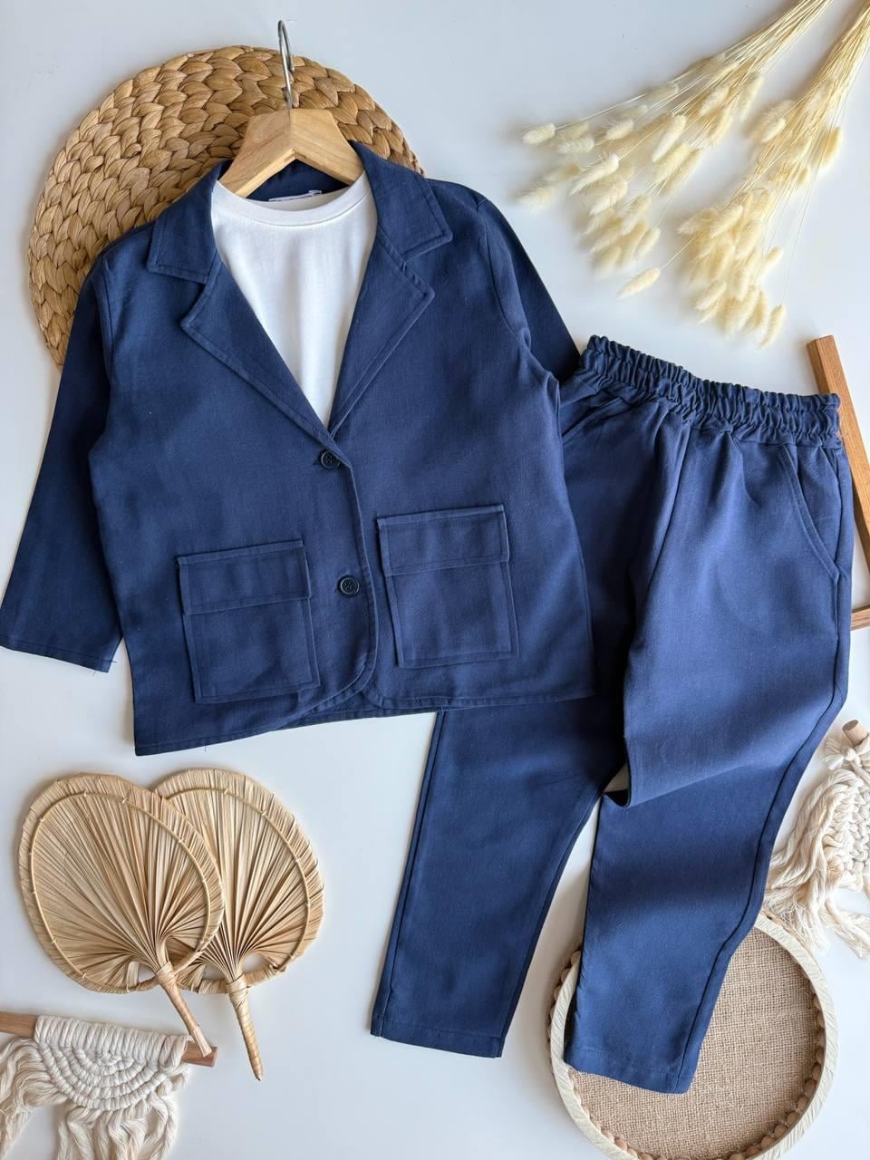 Erkek çocuk keten 2li takım