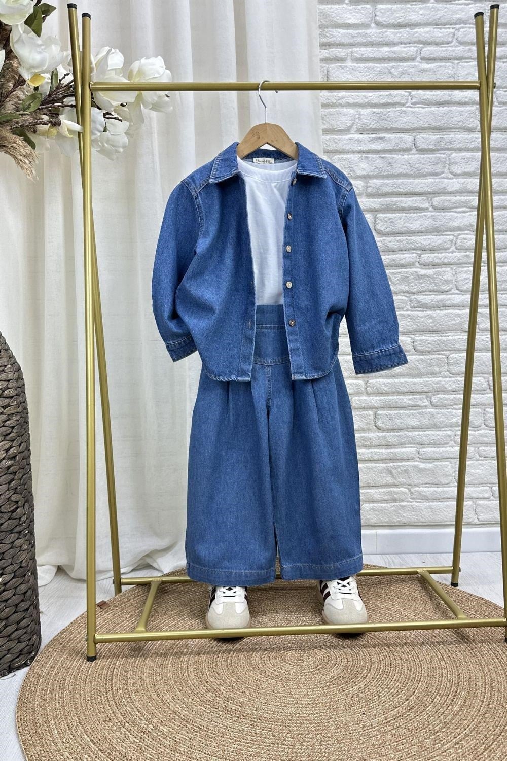 Kız çocuk 2li denim takım