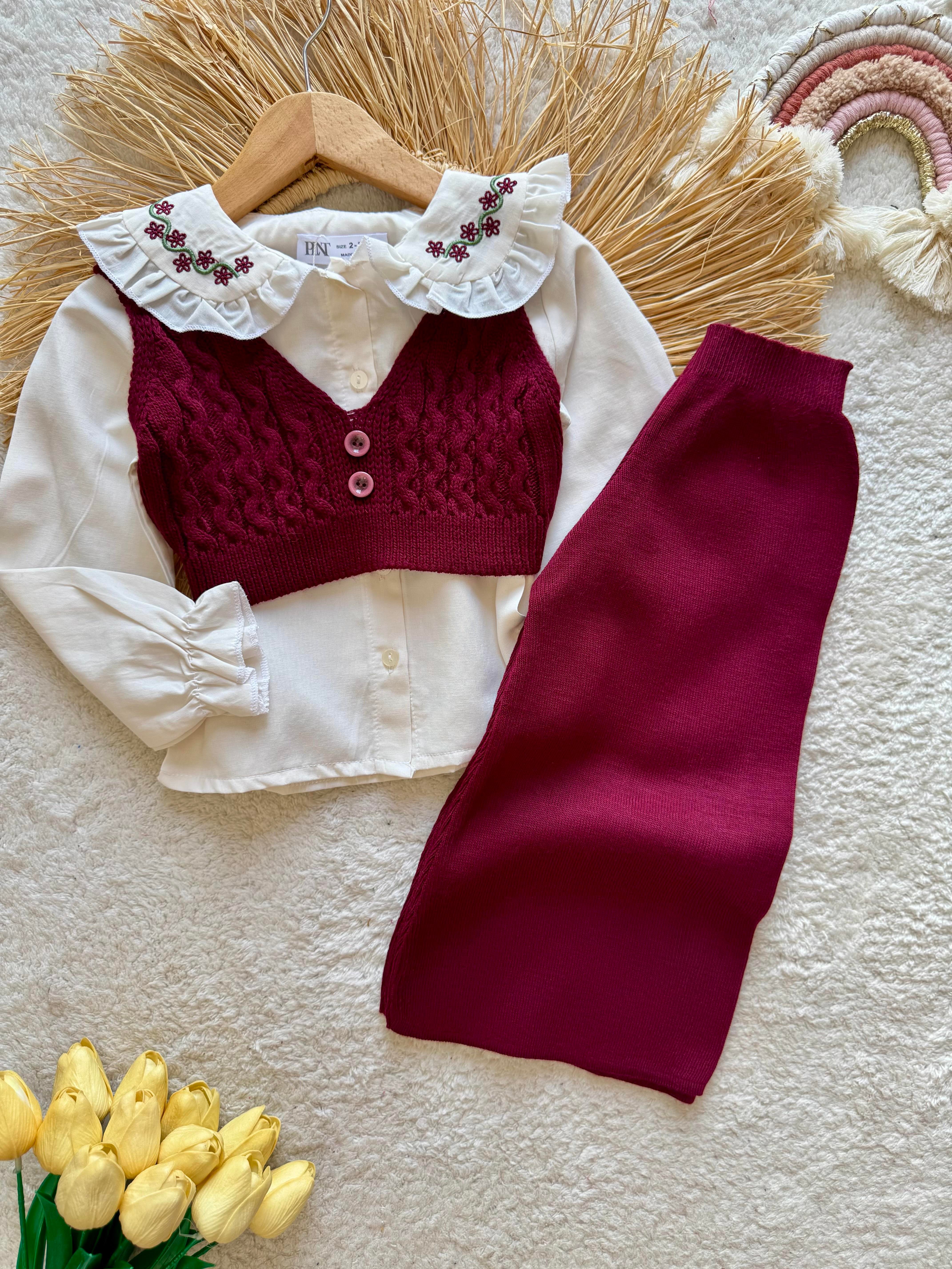 Kız çocuk kışlık 3lü triko set