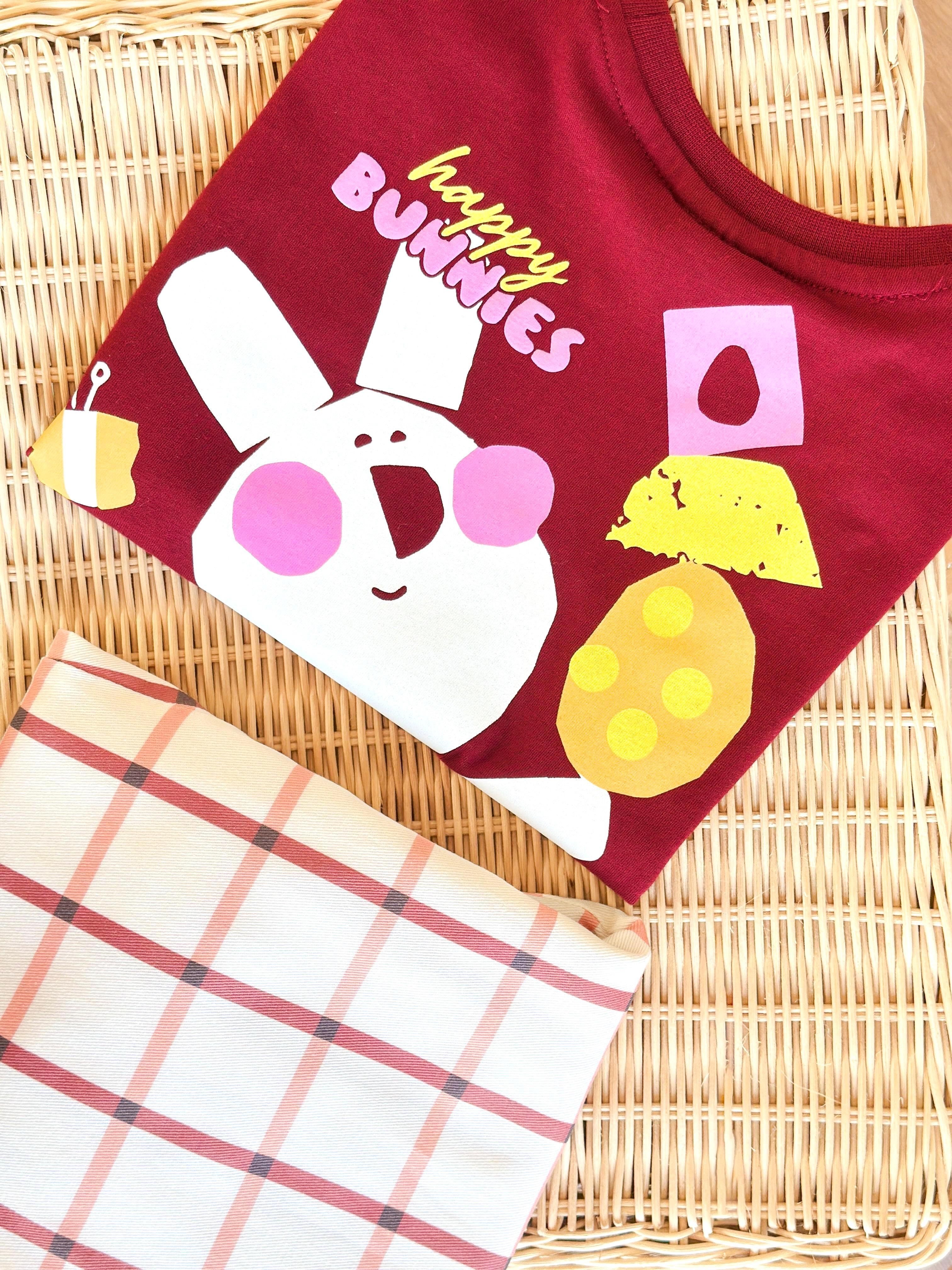 Kız çocuk yazlık müslin pantolonlu  HAPPY BUNNIES takım