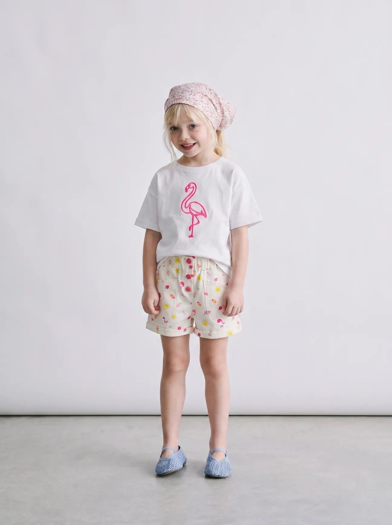 Laciel kız çocuk yazlık şortlu flamingo takım