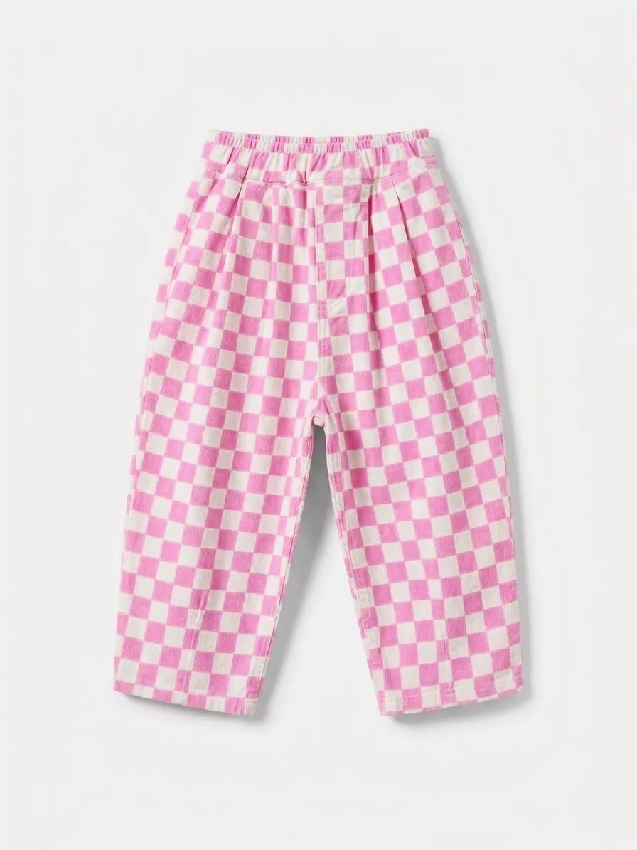 Laciel pembe damalı balon jean 