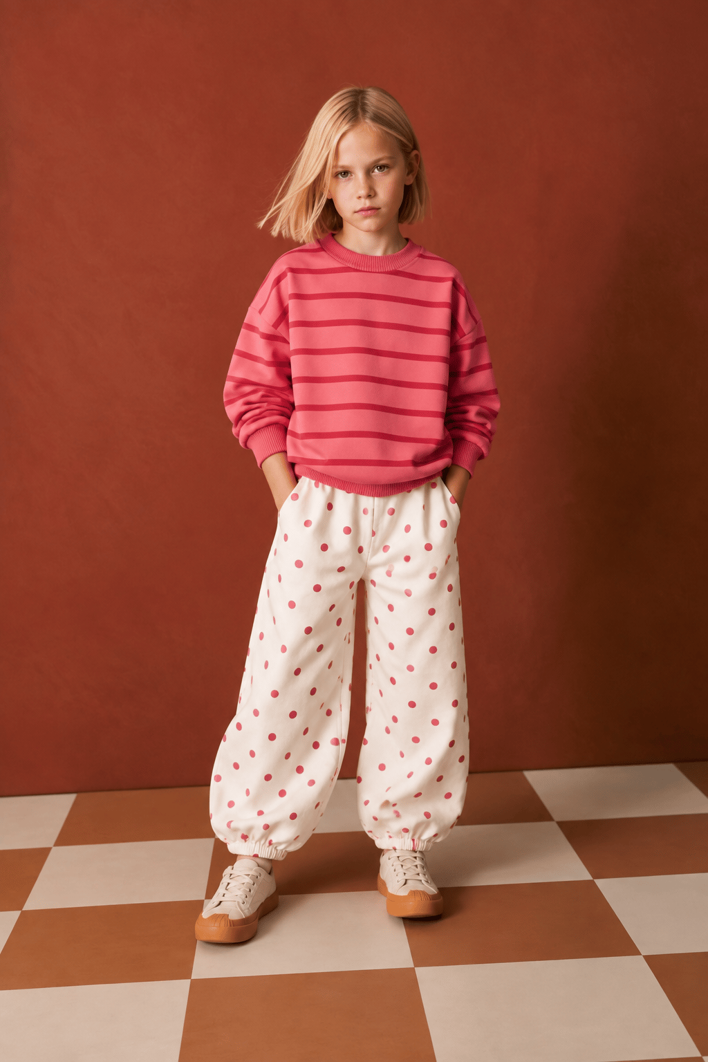 Laciel puantiyeli denim pantolon 