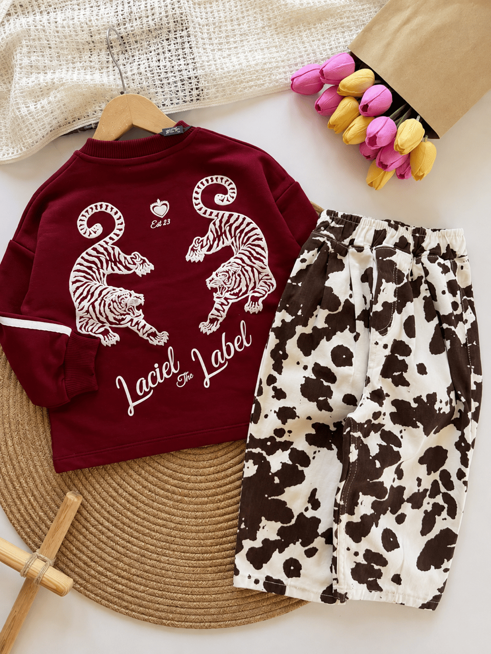 Laciel unisex kaplan desenli sweatshirt