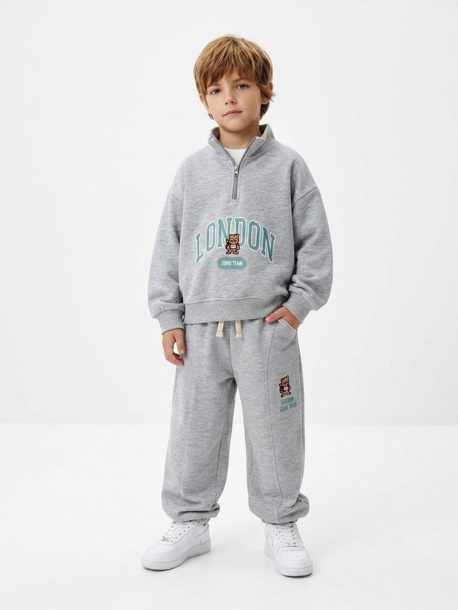 Unisex yarım fermuarlı LONDON eşofman takımı