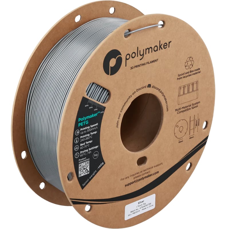 Polymaker PETG Filament Silver - 1kg 1.75mm