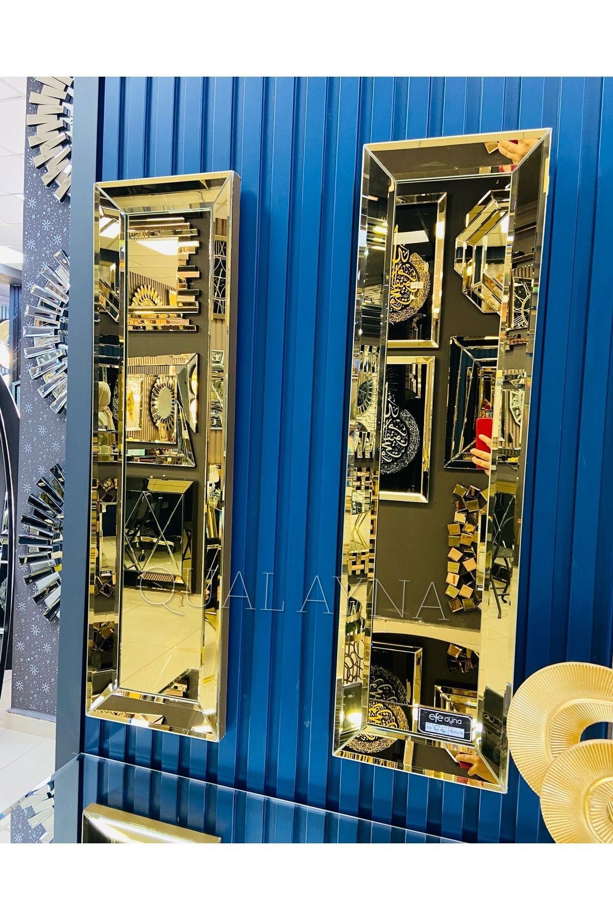 25*90 cm Gold Aynalı İkili Ayna