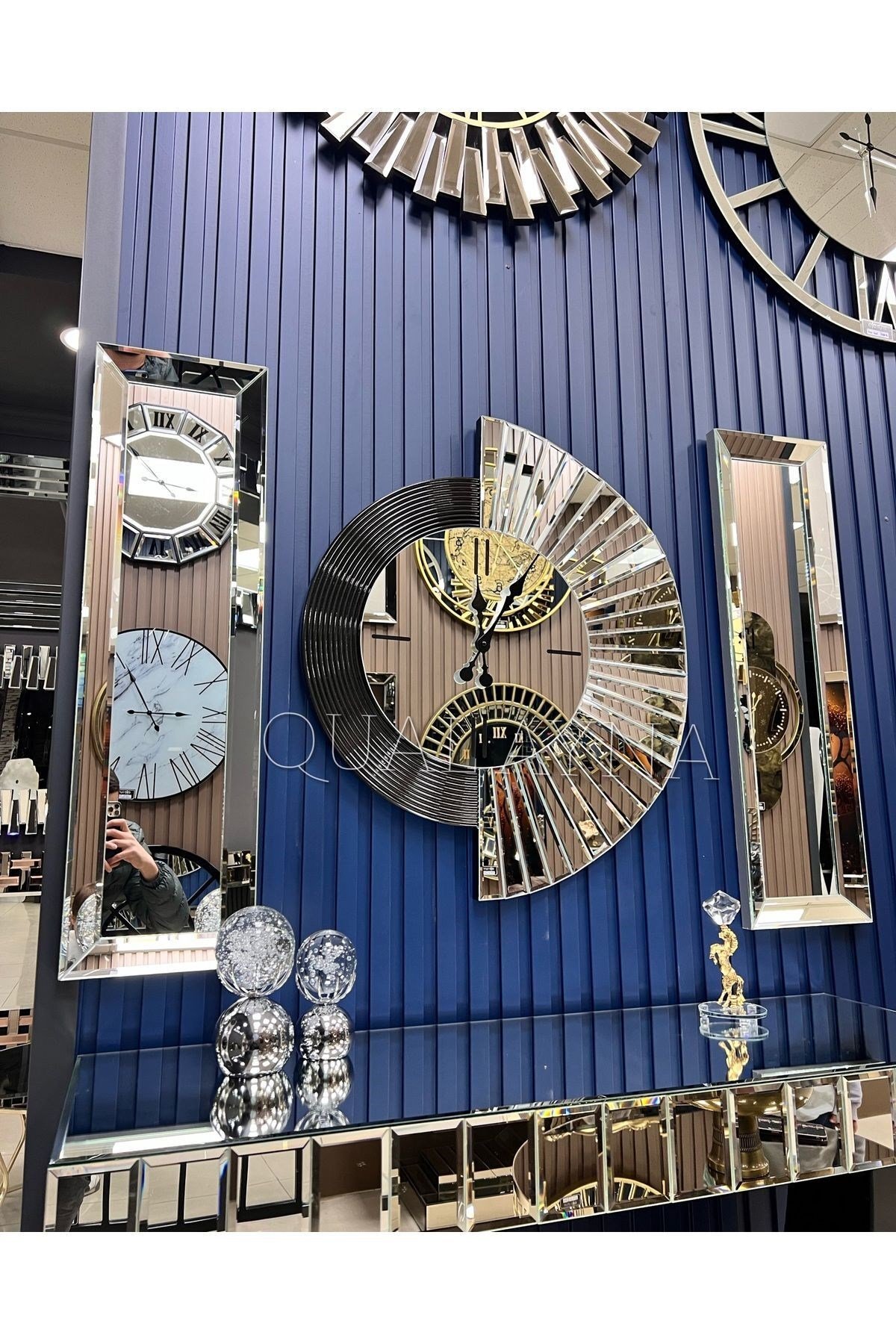 3’lü 70 cm Yelpaze Saat ve 25*90 cm Aynalar Seti