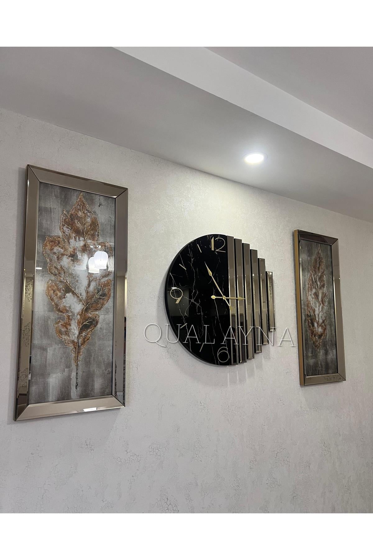 3’lü Bronz Ritmik saat ve 40*90 cm Tablo Set