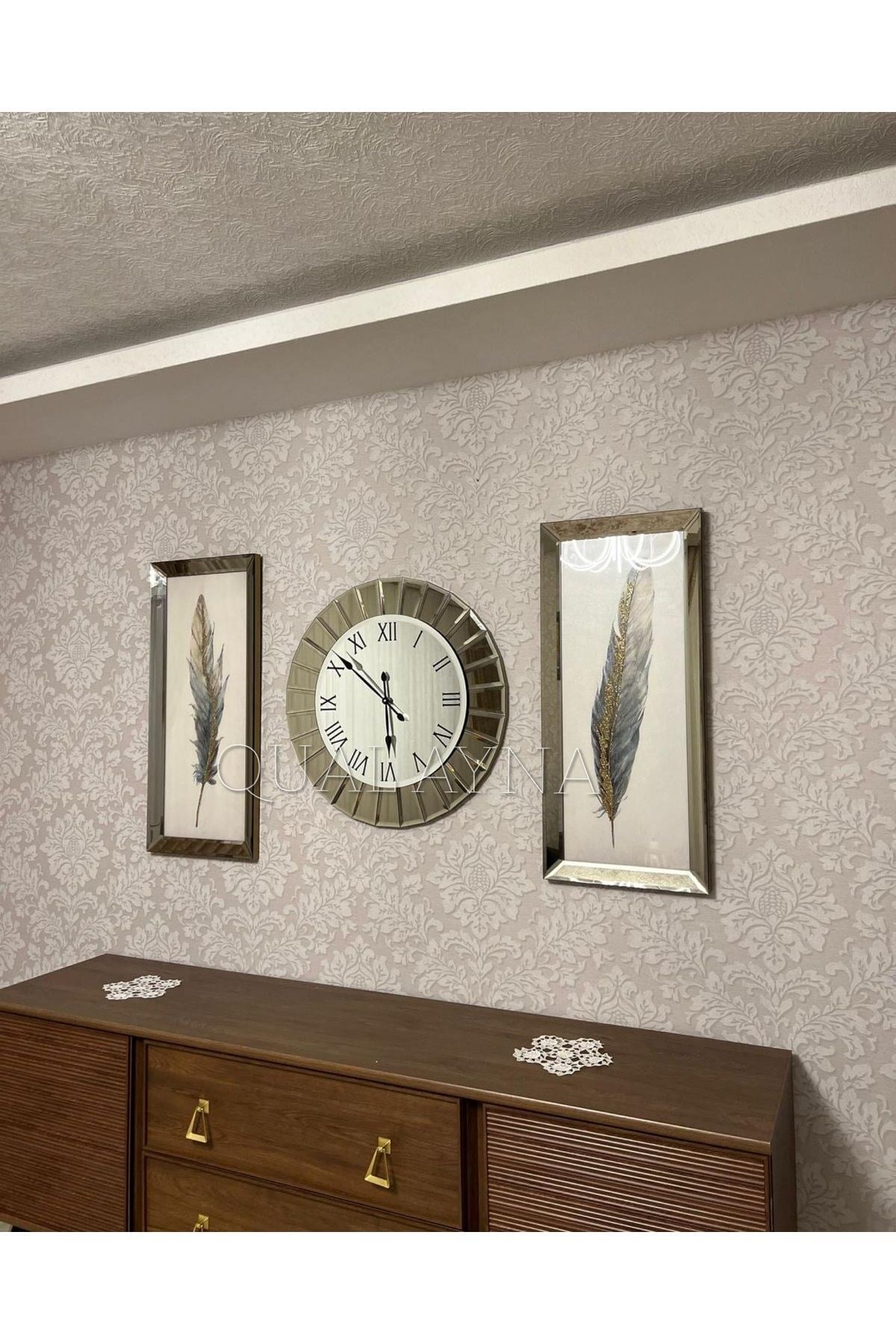 3’lü Çizgi Saat ve 40*90 cm Tablo Seti