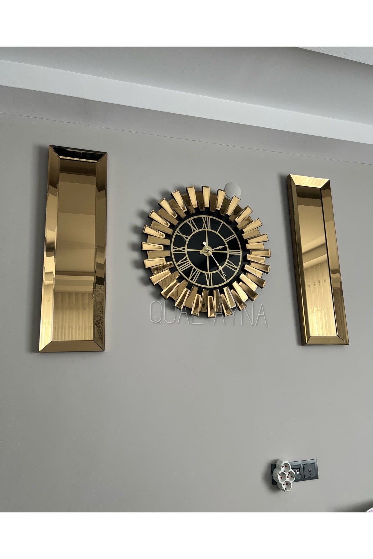 3’lü Gold Aynalı Piyano Saat Set