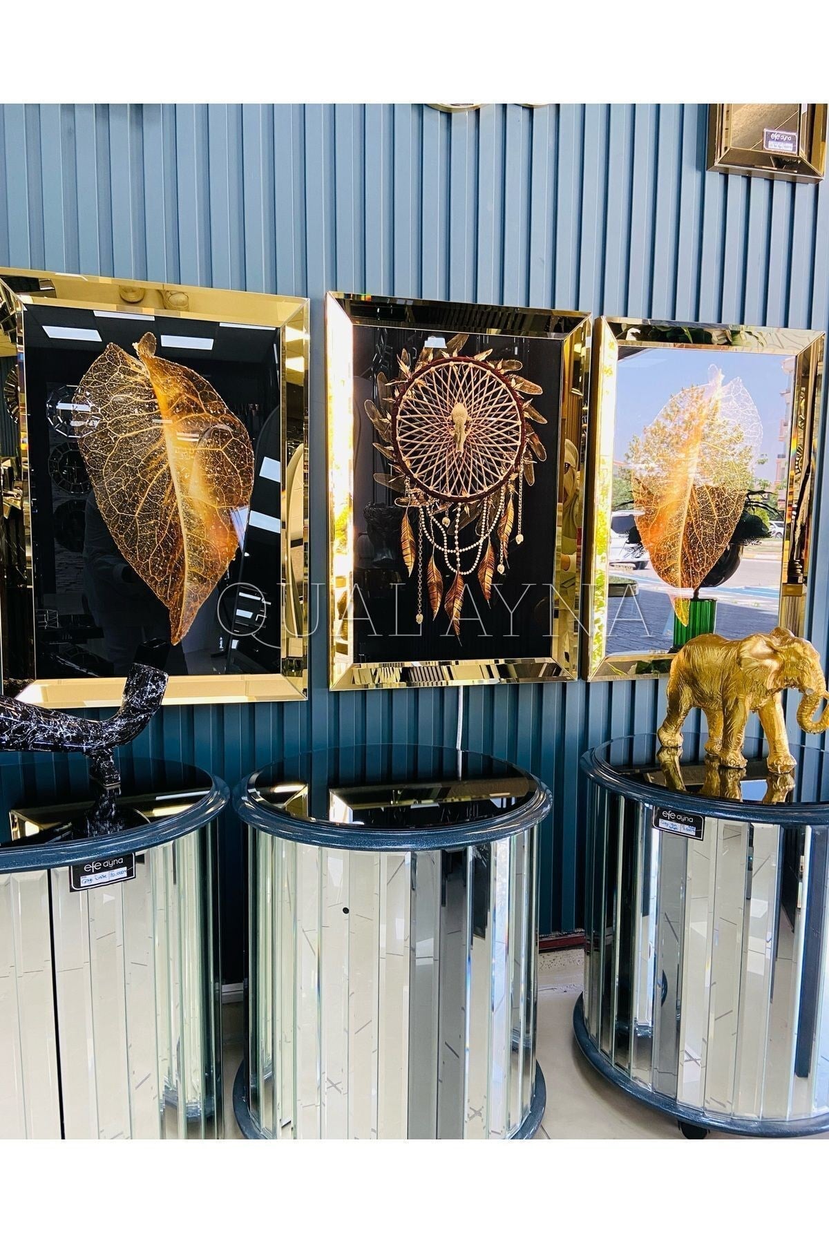 3’lü Gold Aynalı Tablo Seti