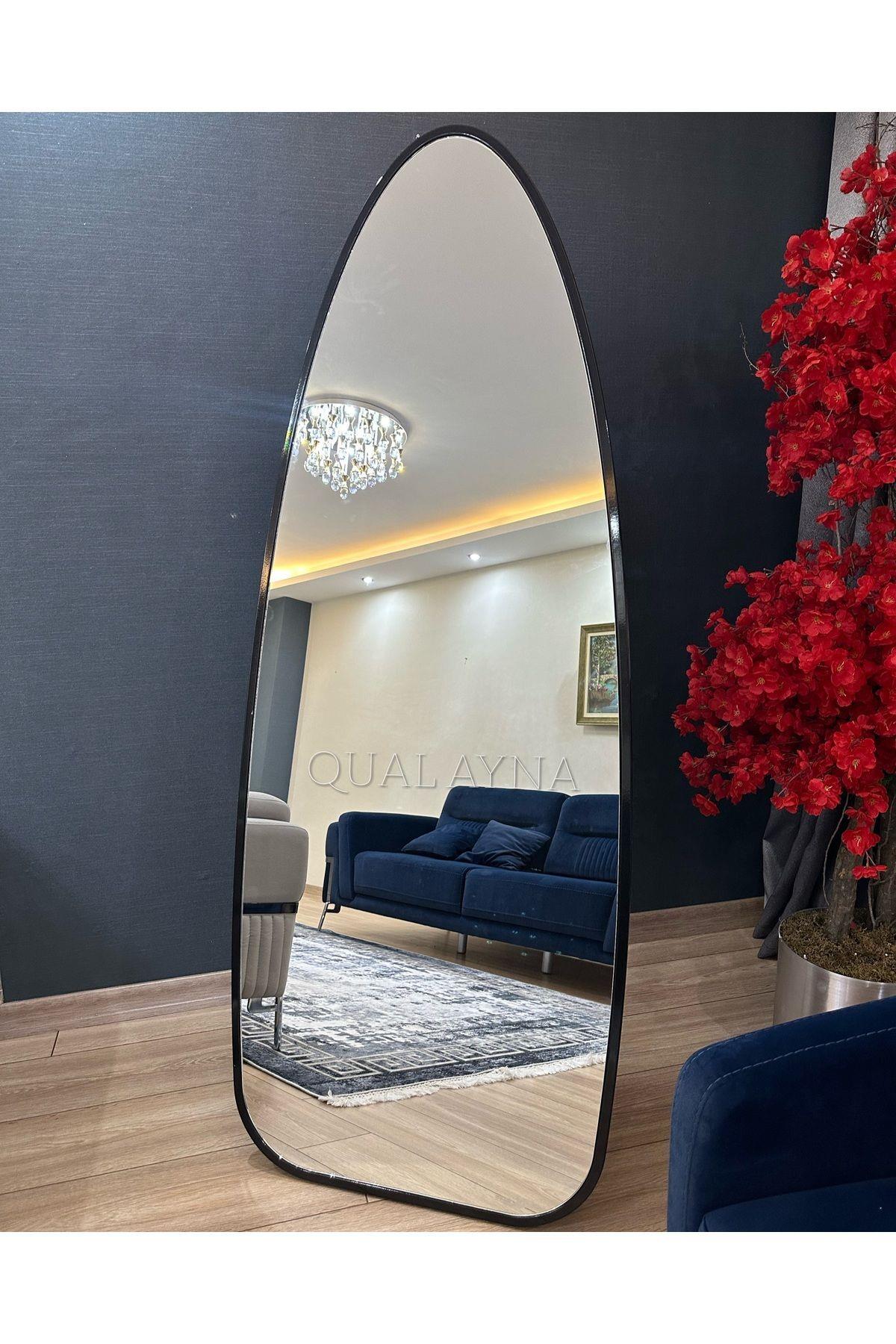 70x180 cm Metal Ayaklı Siyah Mdf Çerçeveli Damla Model Ayaklı Boy Aynası