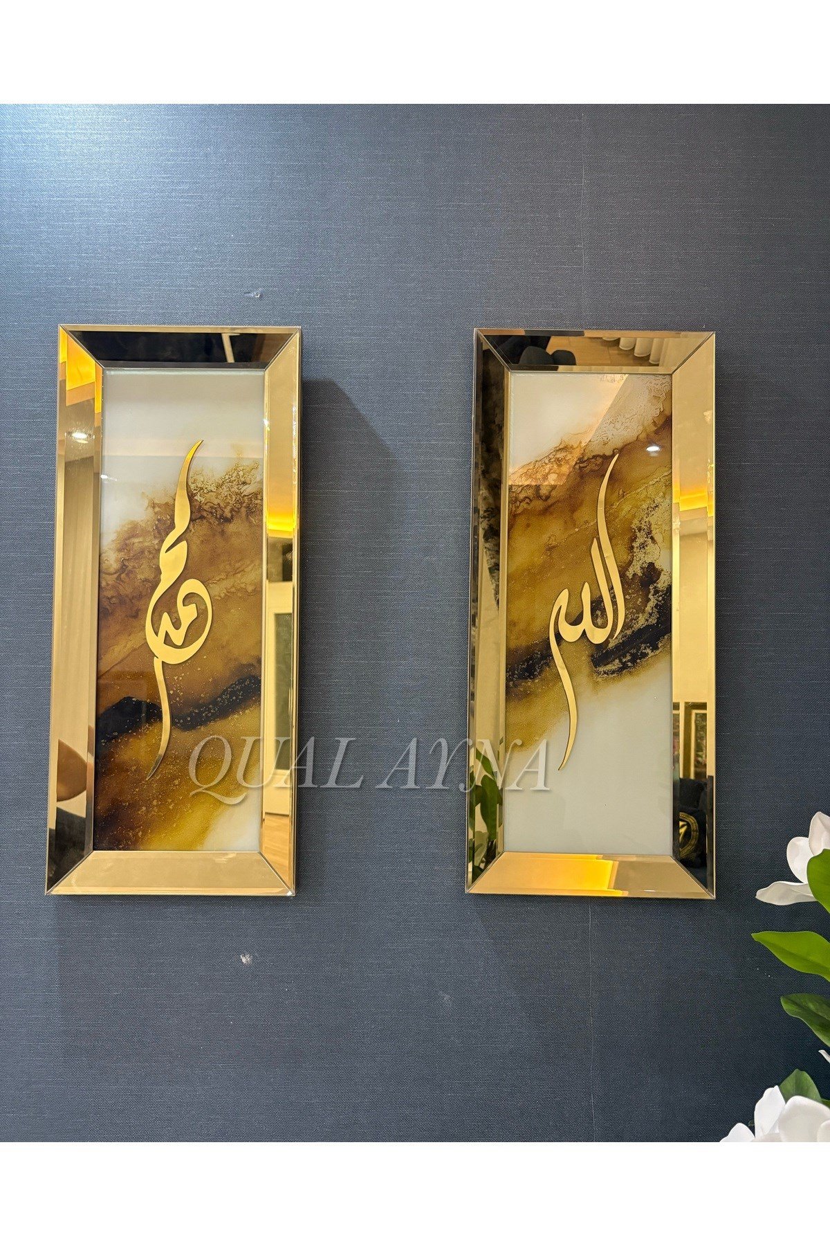 GOLD AYNALI ALLAH VE MUHAMMED TABLO